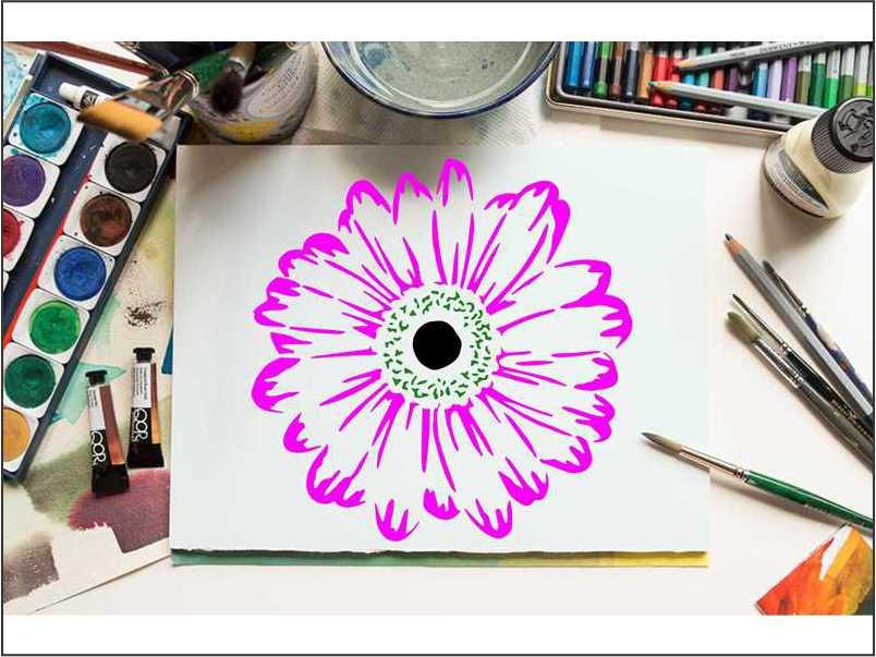 Gerbera Daisy Flowers Reusable Stencil For Canvas And Wall Painting.ID#150 - Image 5