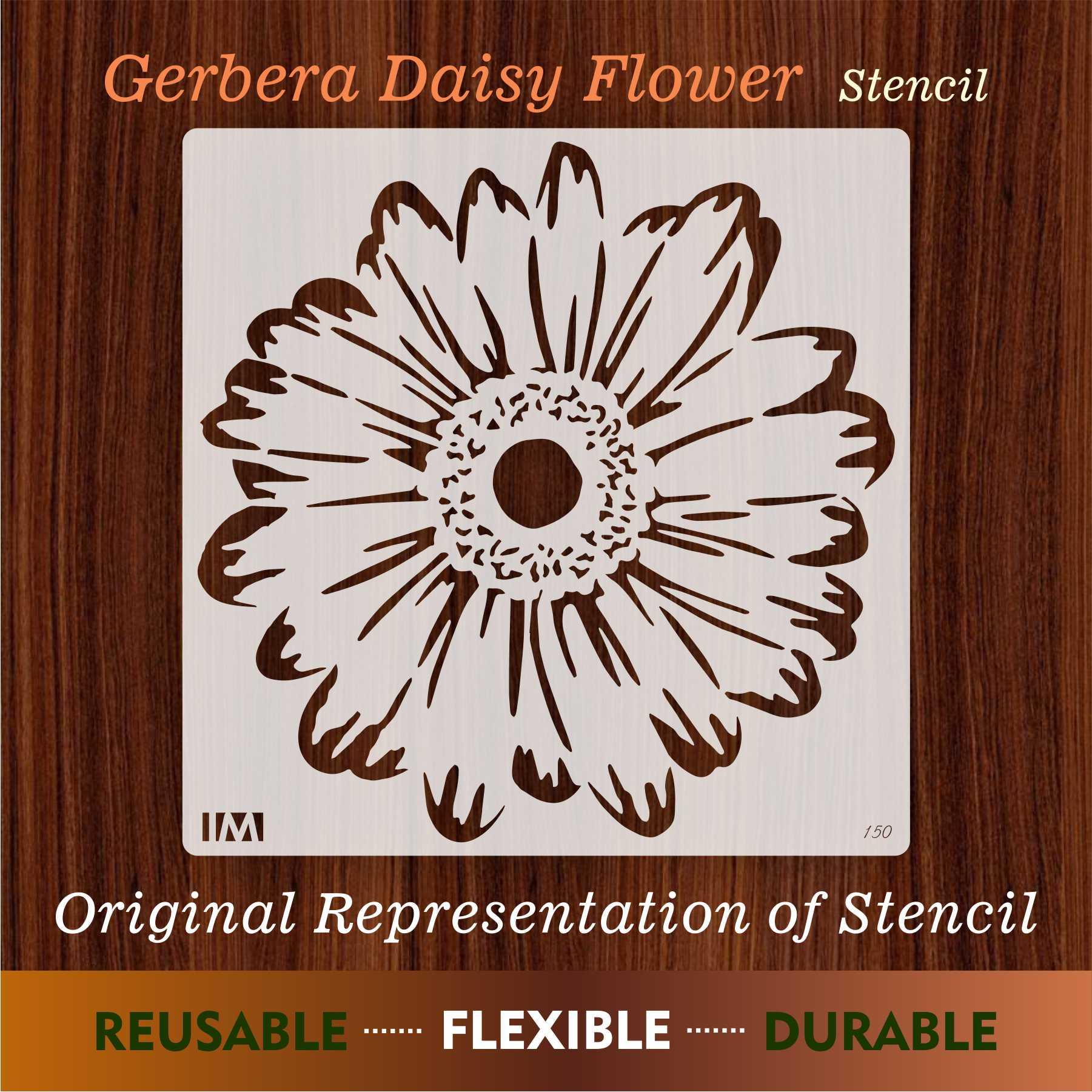 Gerbera Daisy Flowers Reusable Stencil For Canvas And Wall Painting.ID#150 - Image 6