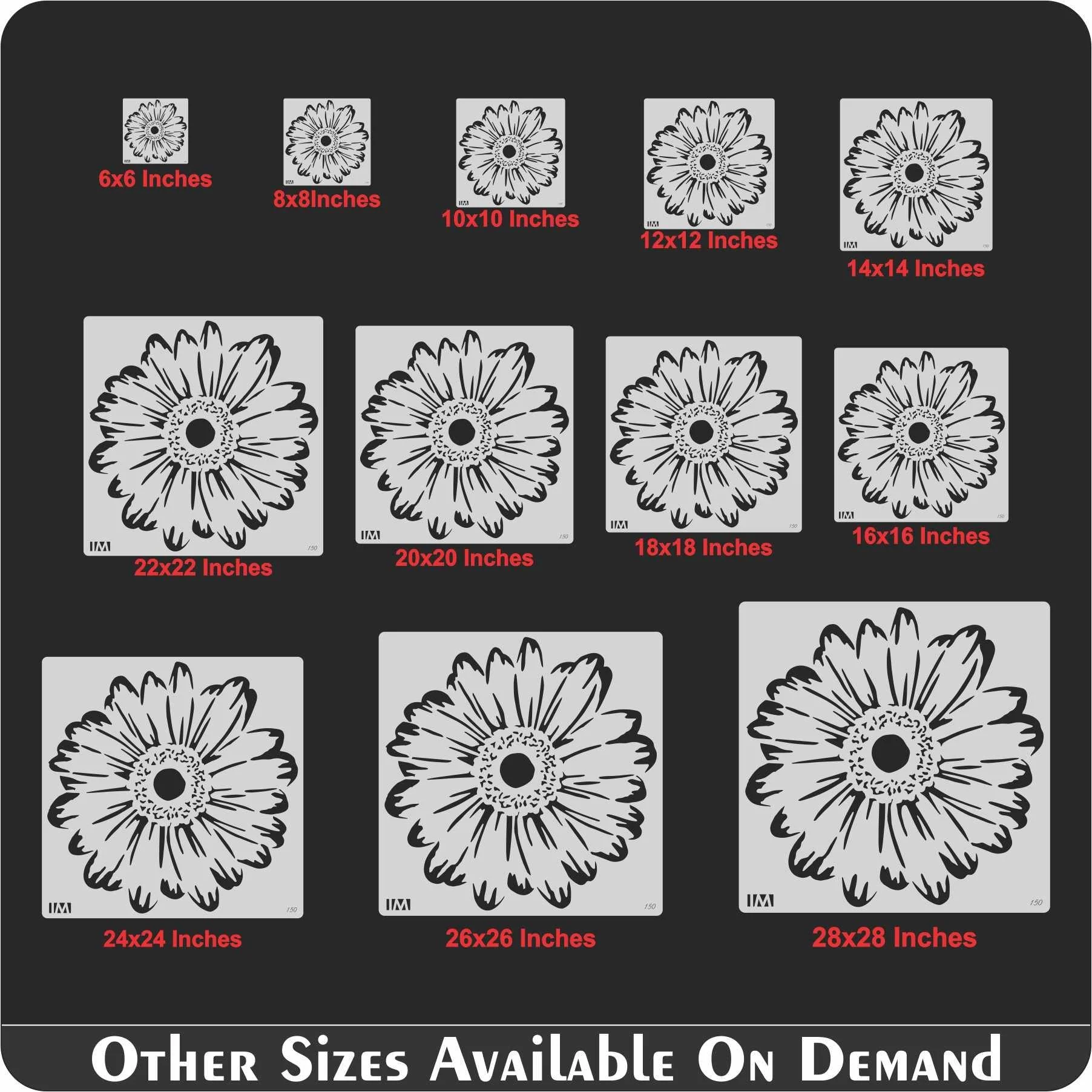 Gerbera Daisy Flowers Reusable Stencil For Canvas And Wall Painting.ID#150 - Image 7