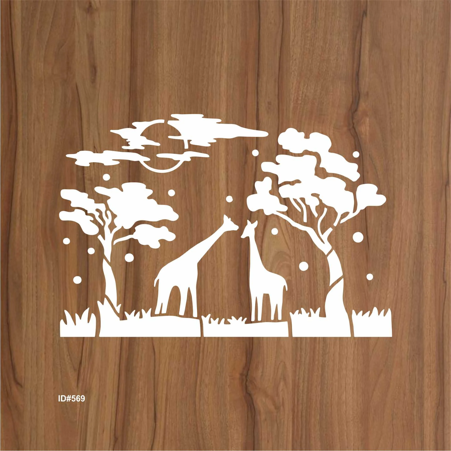 Giraffe and Tree Stencil Wall Painting Scrapbook Coloring Embossing Album Decorative Template. ID #569 - Image 2