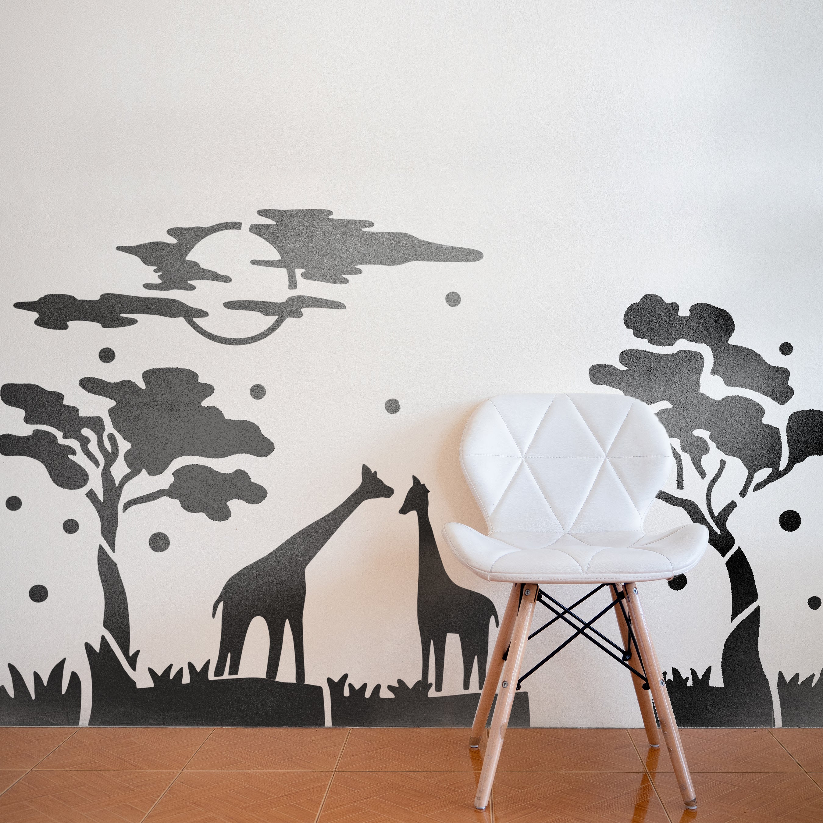 Giraffe and Tree Stencil Wall Painting Scrapbook Coloring Embossing Album Decorative Template. ID #569 - Image 3