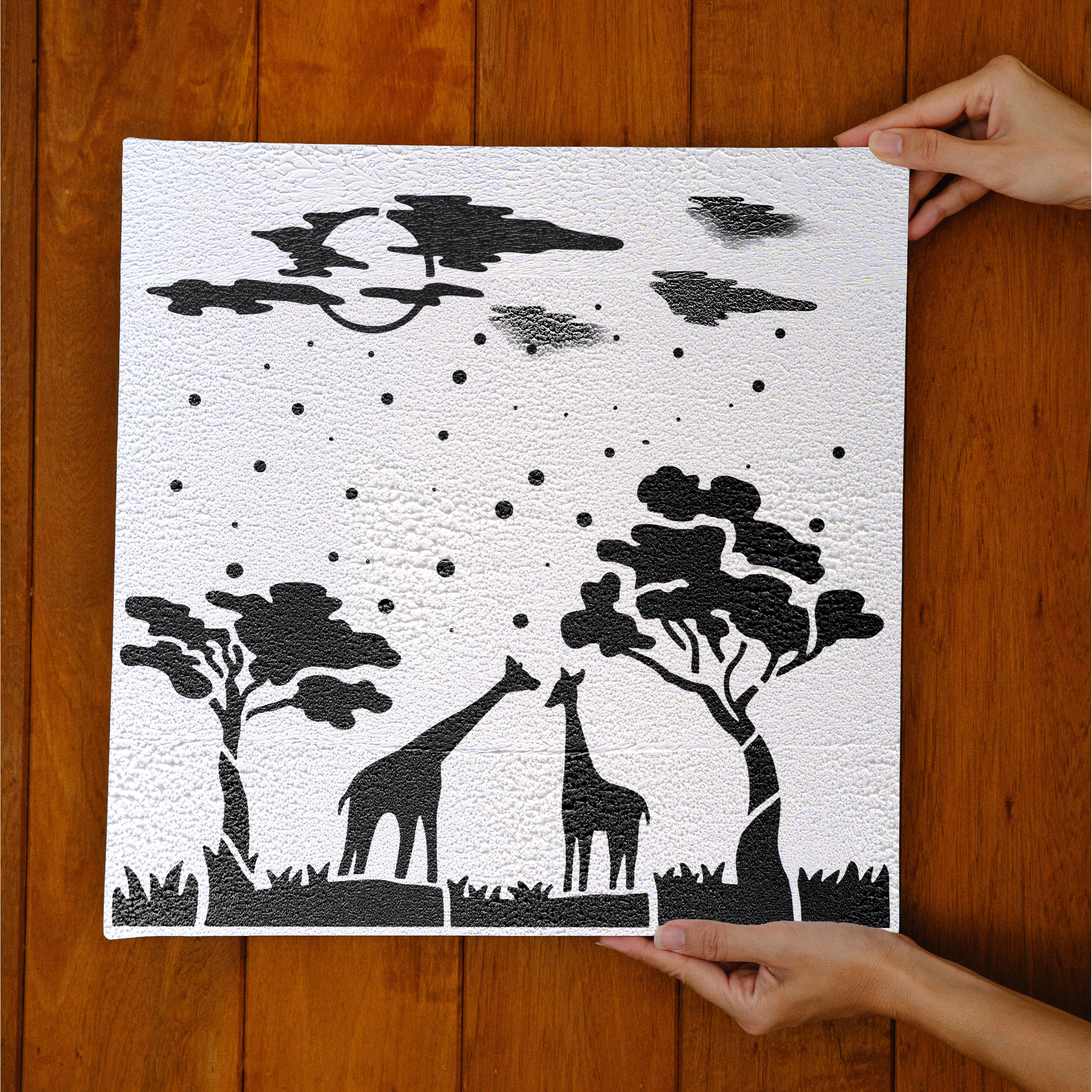 Giraffe and Tree Stencil Wall Painting Scrapbook Coloring Embossing Album Decorative Template. ID #569 - Image 5