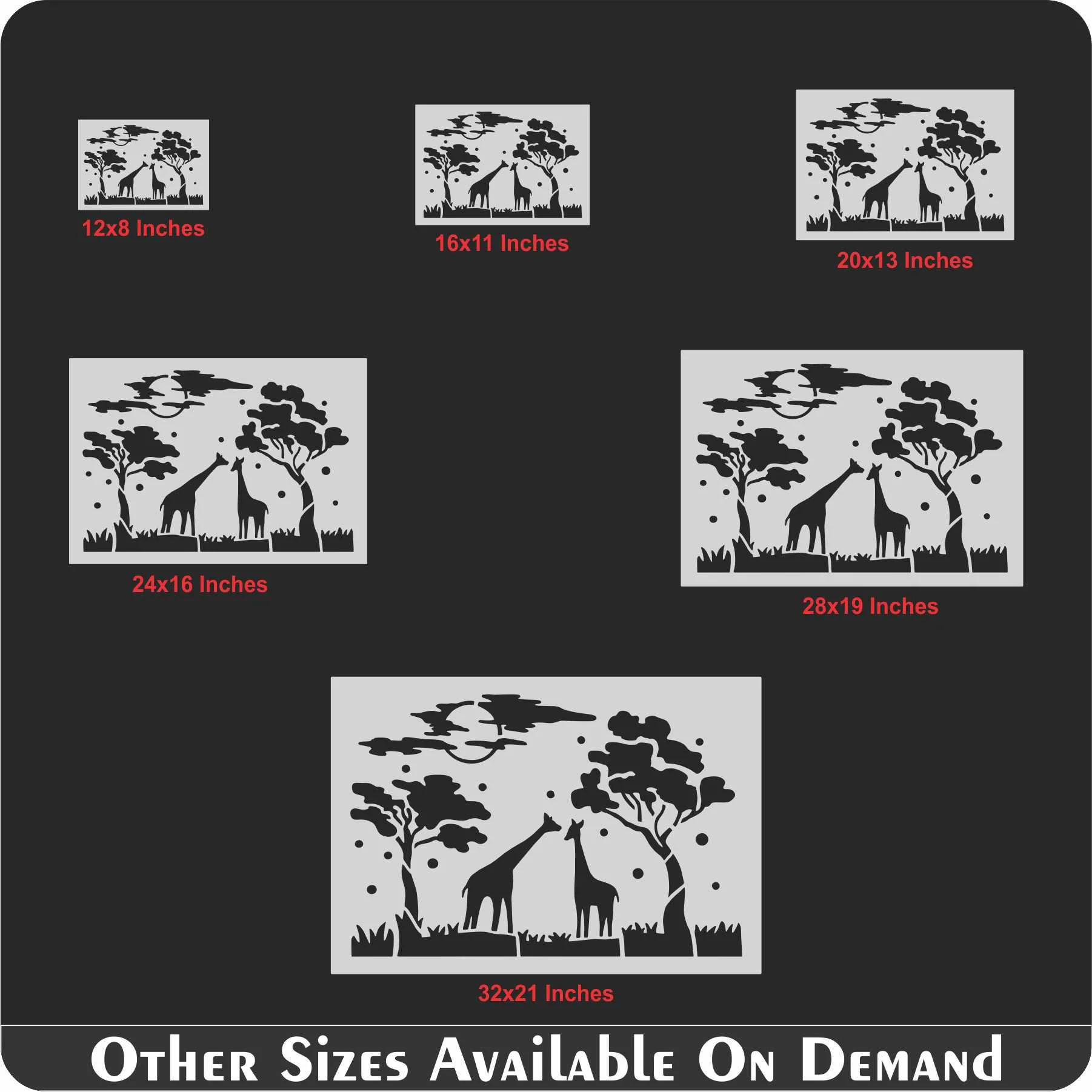 Giraffe and Tree Stencil Wall Painting Scrapbook Coloring Embossing Album Decorative Template. ID #569 - Image 7