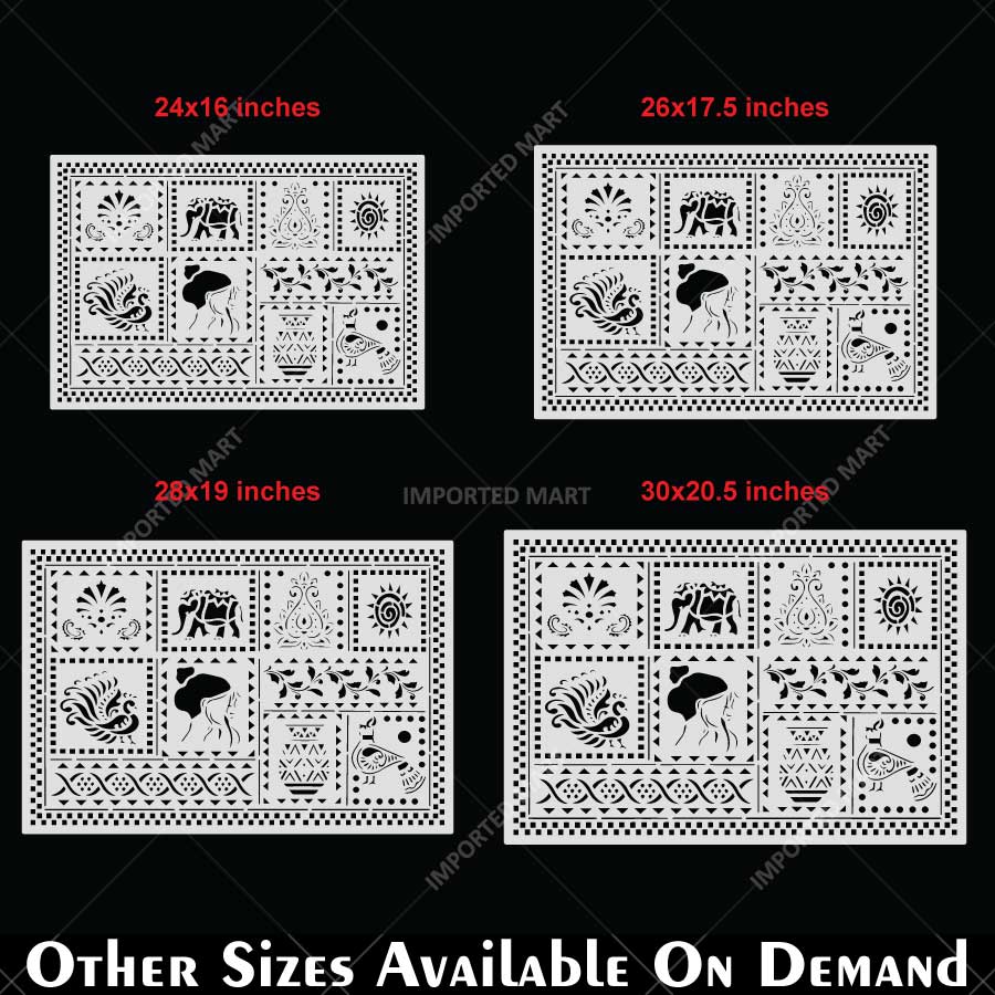 Global Folk Motif Stencil for Wall, Furniture & Fabric Art – Ethnic Folk Animal & Cultural Pattern – ID# 731 - Image 7
