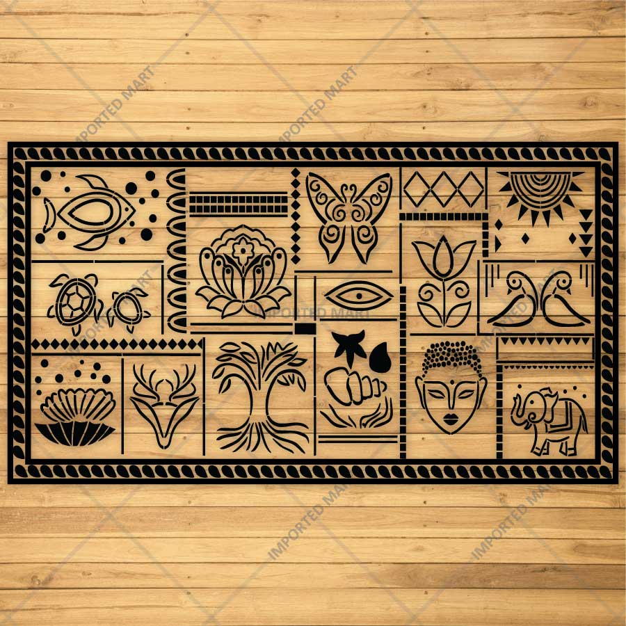 Global Totem Mosaic Tile Stencil for Wall, Floor & Furniture Art – Ethnic Tribal Pattern Design – ID# 755 - Image 3