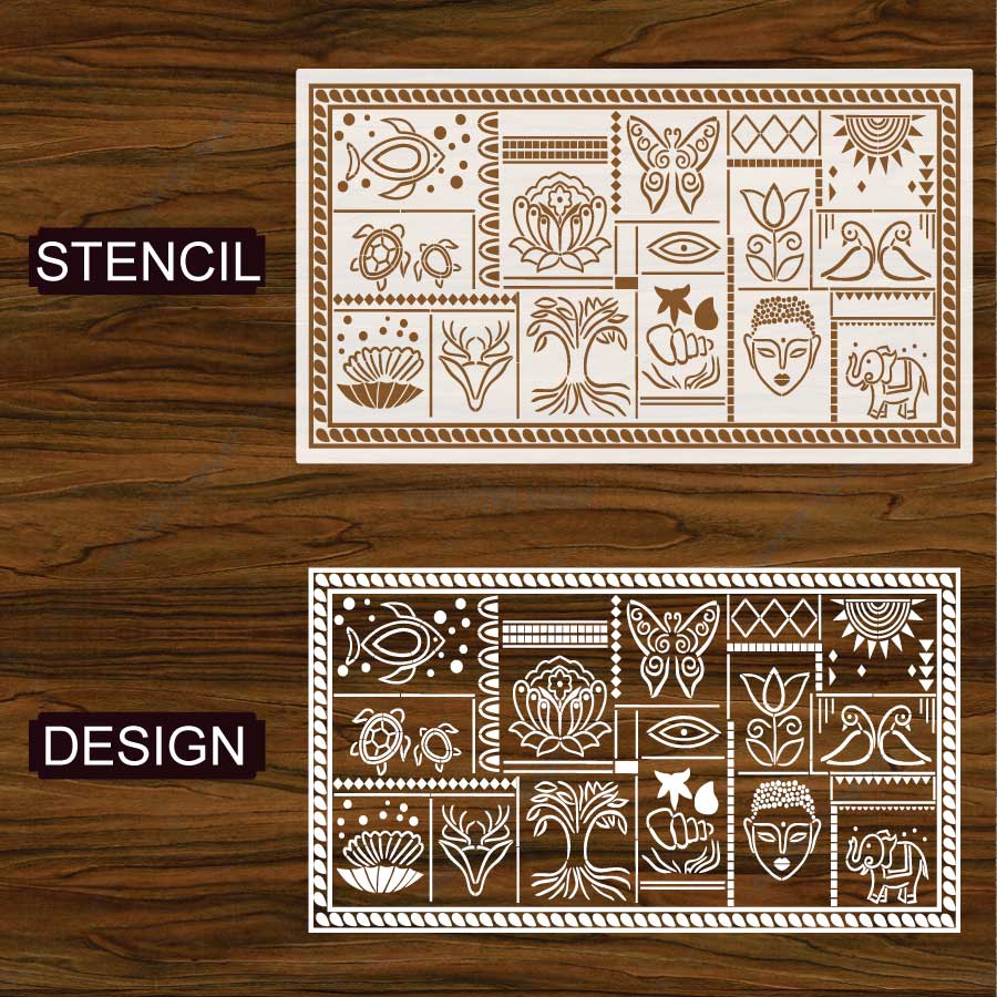 Global Totem Mosaic Tile Stencil for Wall, Floor & Furniture Art – Ethnic Tribal Pattern Design – ID# 755 - Image 4