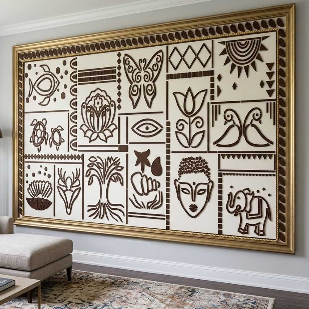 Global Totem Mosaic Tile Stencil for Wall, Floor & Furniture Art – Ethnic Tribal Pattern Design – ID# 755 - Image 6