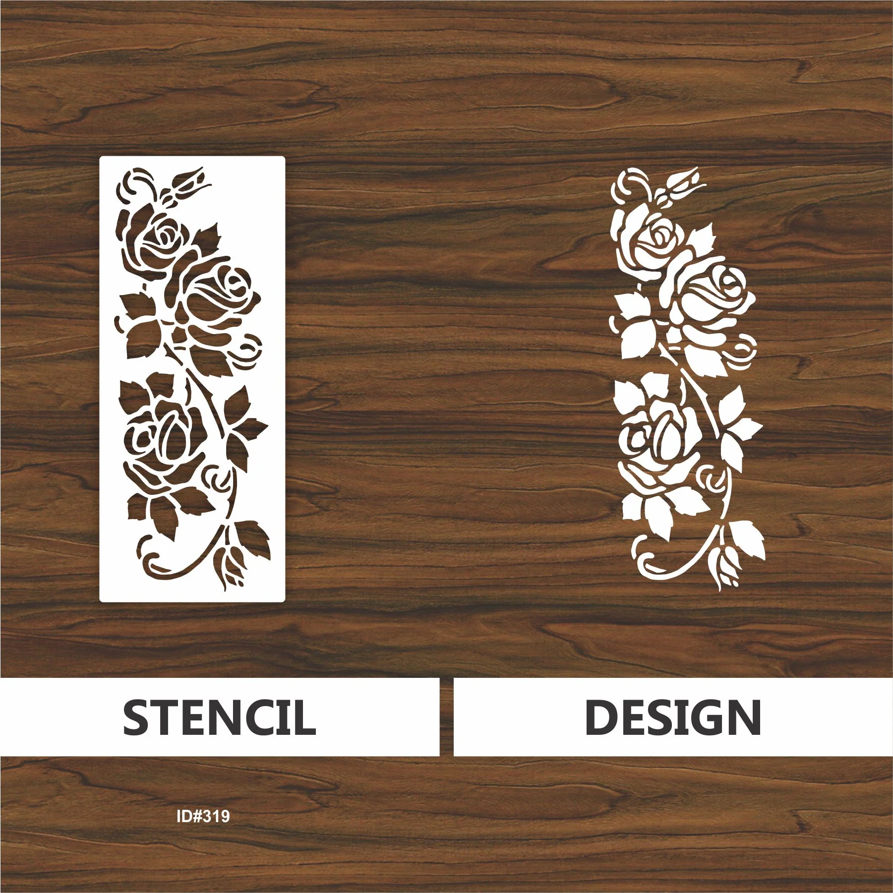 Gorgeous Roses Reusable Stencil For Canvas And Wall Painting.ID #319 - Image 3