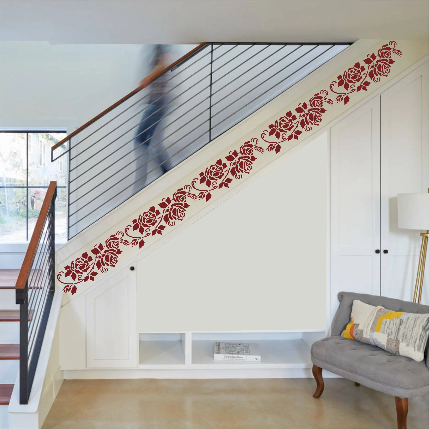 Gorgeous Roses Reusable Stencil For Canvas And Wall Painting.ID #319 - Image 6
