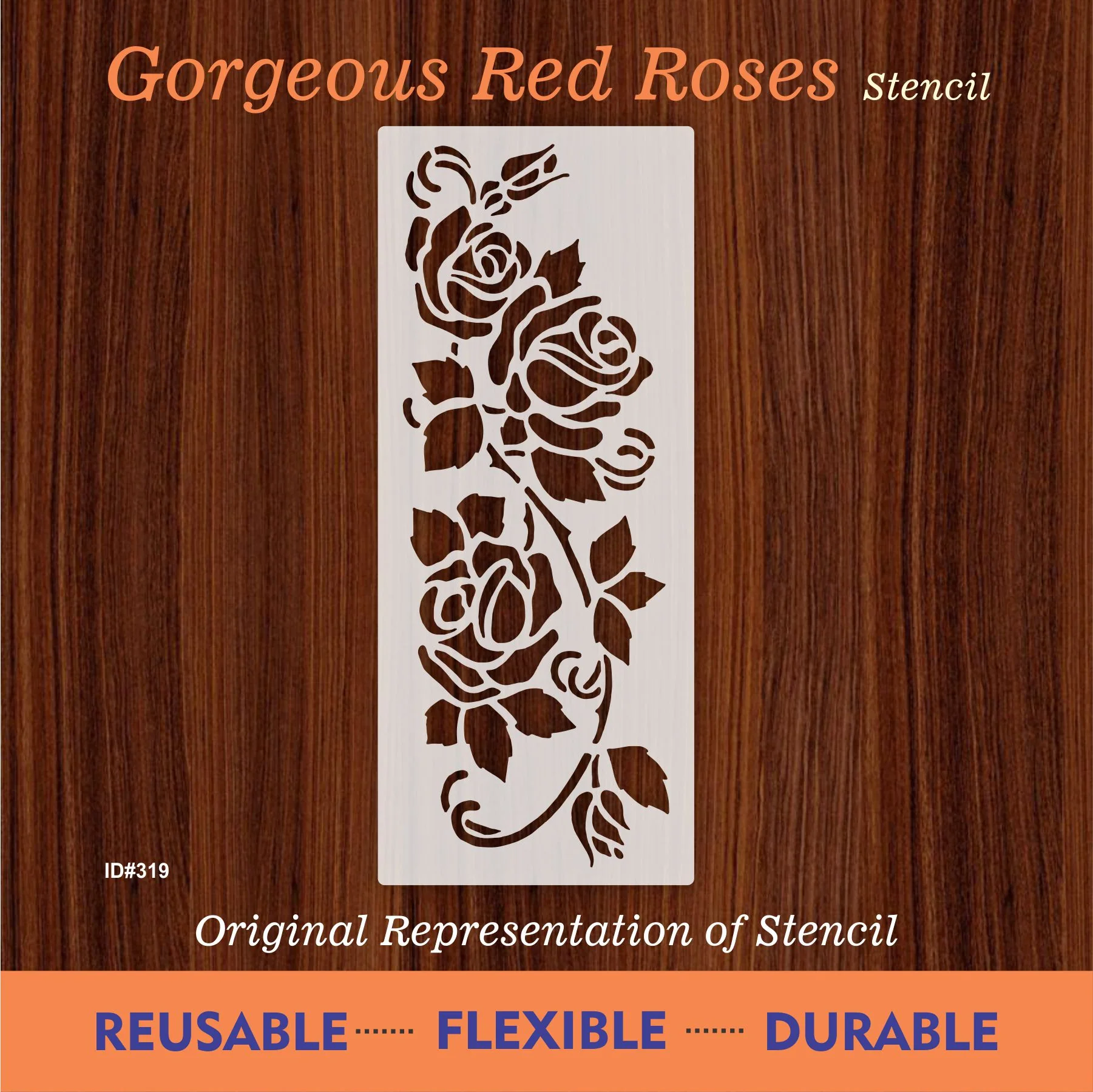 Gorgeous Roses Reusable Stencil For Canvas And Wall Painting.ID #319 - Image 7