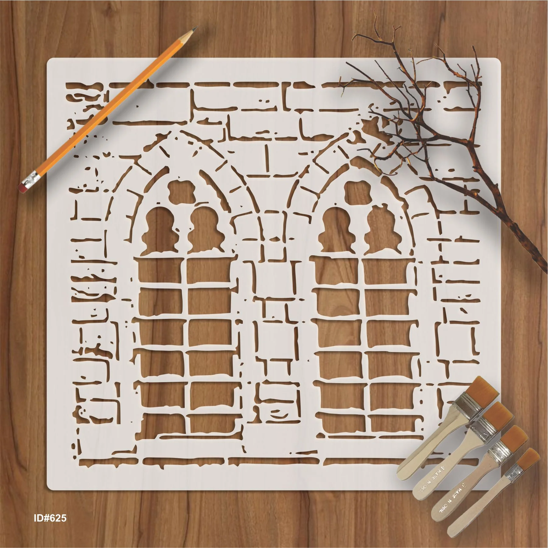 Gothic Window Stencil Painting Scrapbook Coloring Embossing Album Decor Template. ID #625