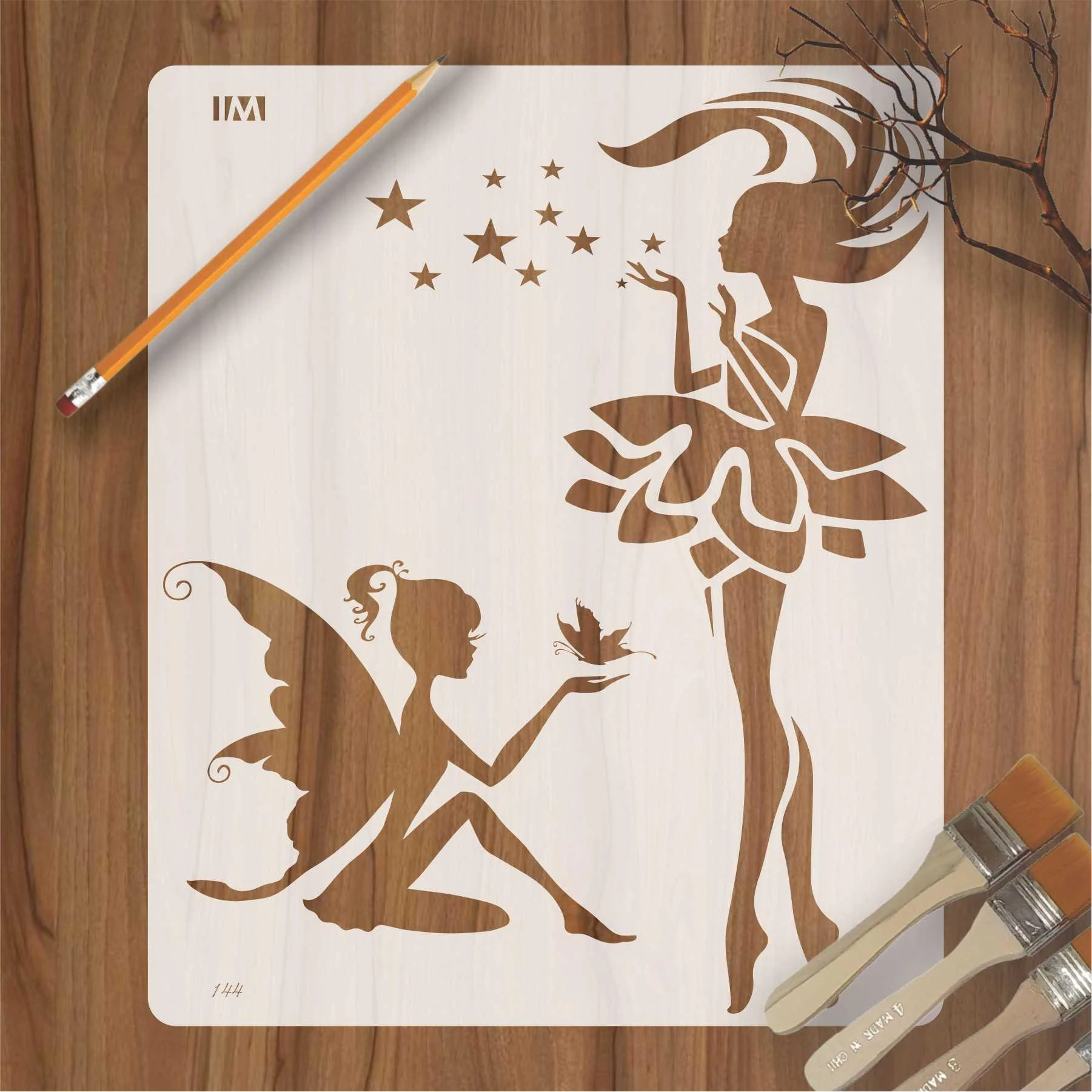 Grite Butterfly Wing Fairy Reusable Stencil For Canvas And Wall Painting.ID#144