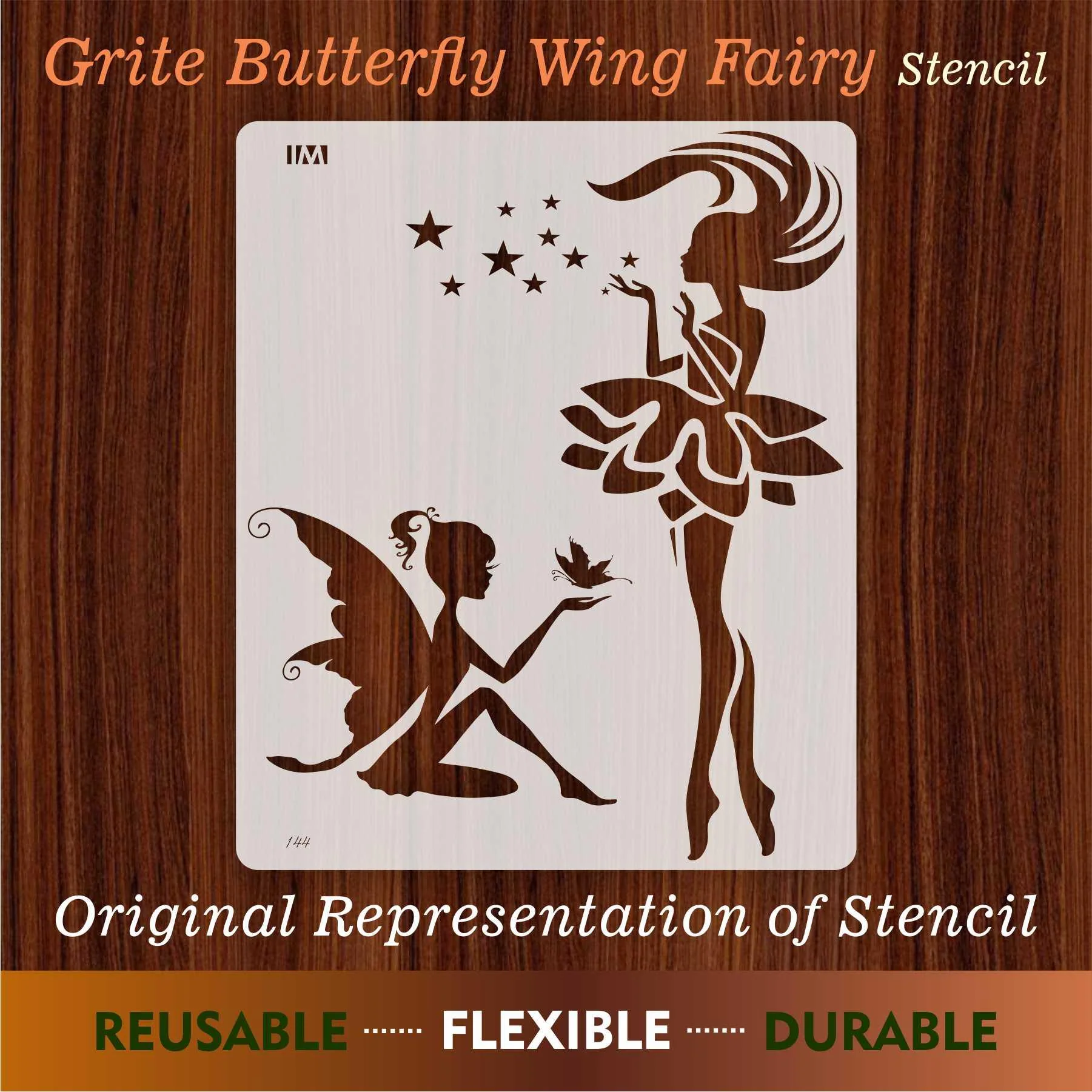 Grite Butterfly Wing Fairy Reusable Stencil For Canvas And Wall Painting.ID#144 - Image 3