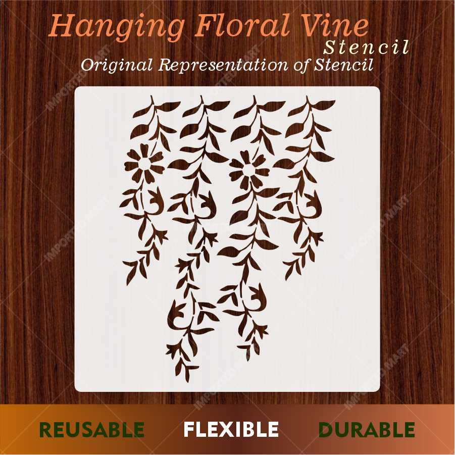 Hanging Floral Vines with Leaf Stencil – Botanical Wall Art Design ID#656