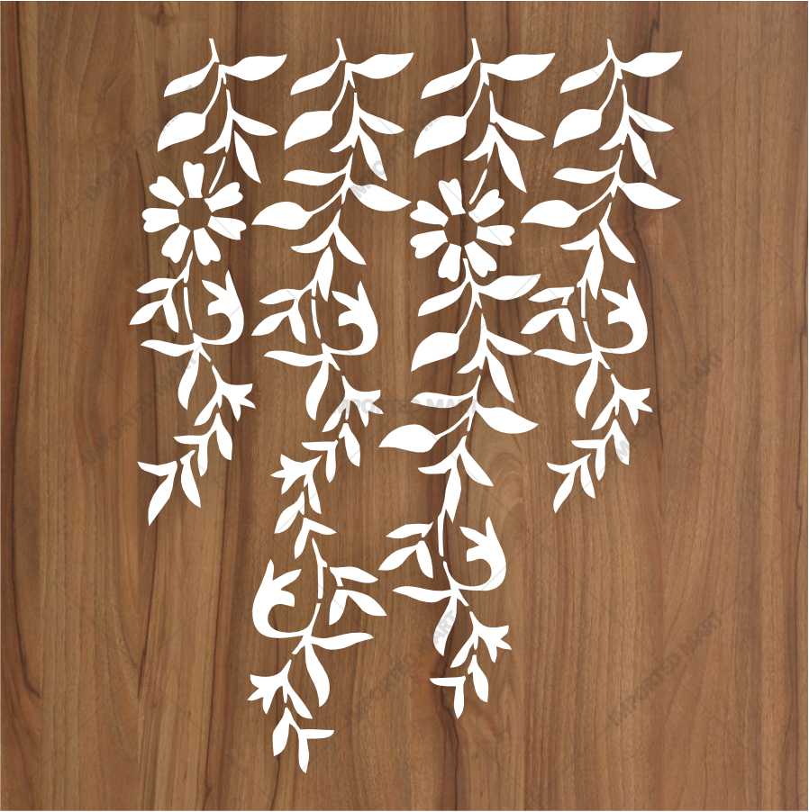 Hanging Floral Vines with Leaf Stencil – Botanical Wall Art Design ID#656 - Image 3