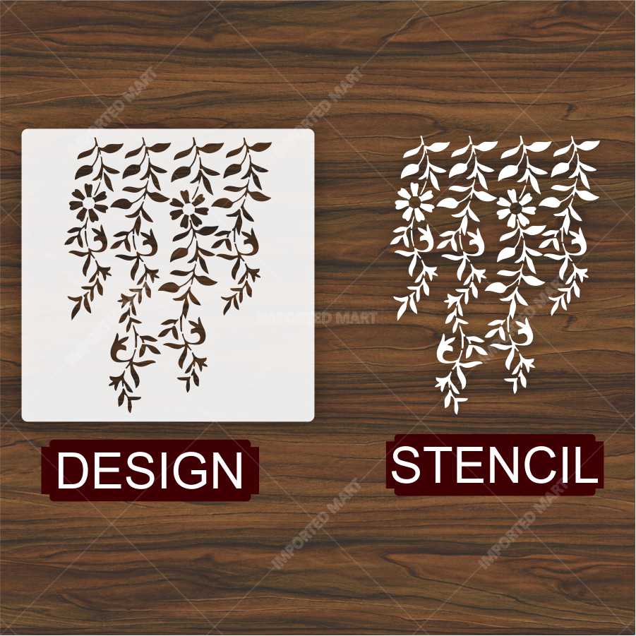 Hanging Floral Vines with Leaf Stencil – Botanical Wall Art Design ID#656 - Image 5