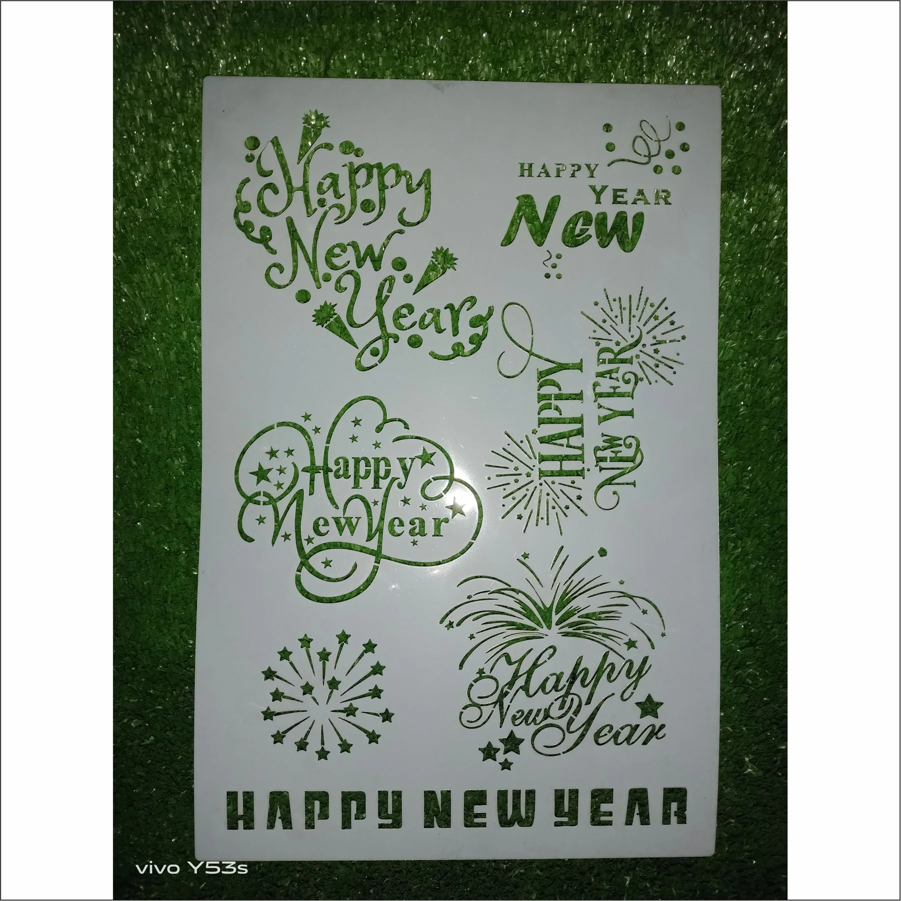 Happy New Year Stencil - Reusable Stencils for Painting - Create DIY Happy New Year Stars Decorative Paper Card Template. ID #583 - Image 6