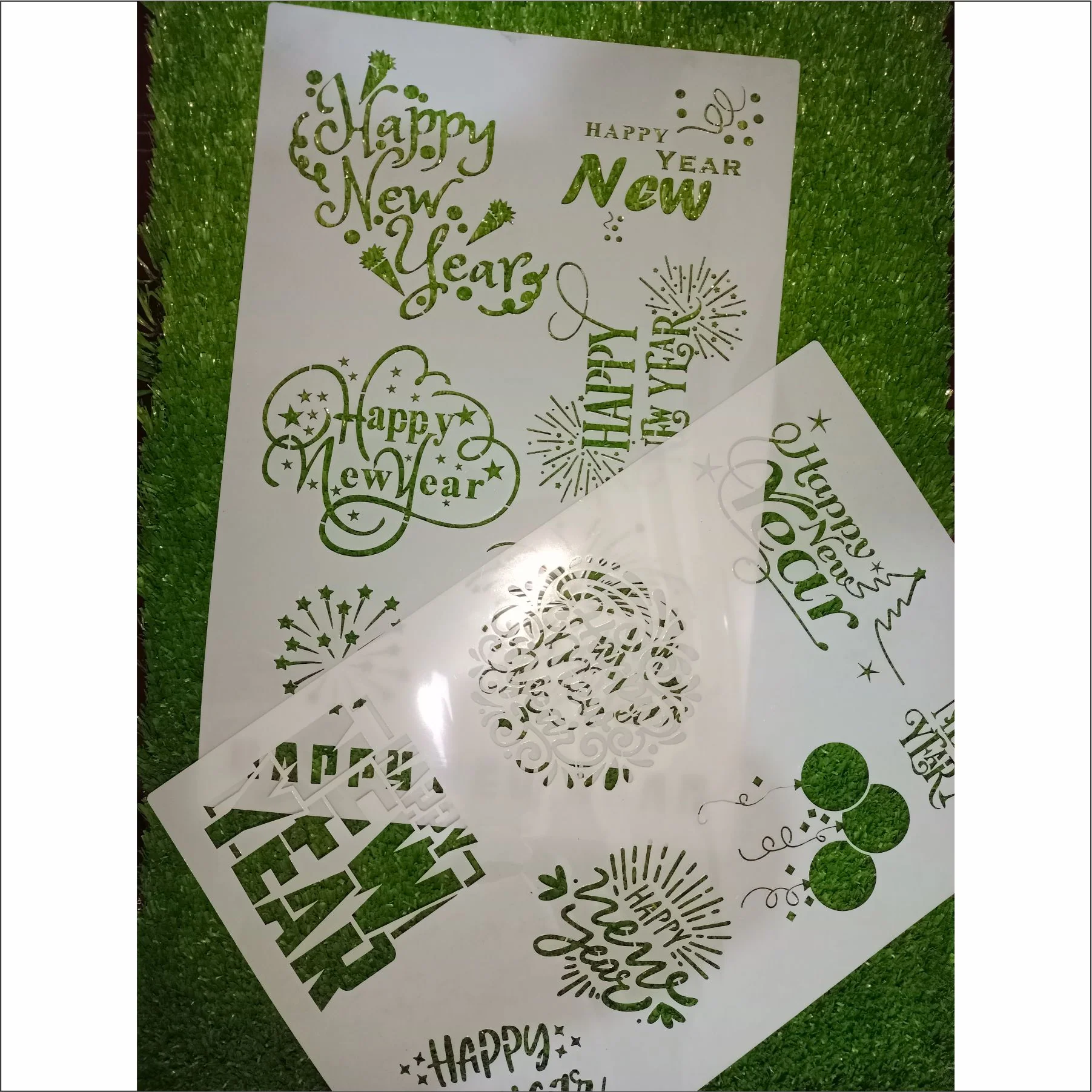 Happy New Year Stencil - Reusable Stencils for Painting - Create DIY Happy New Year Stars Decorative Paper Card Template. ID #583 - Image 7