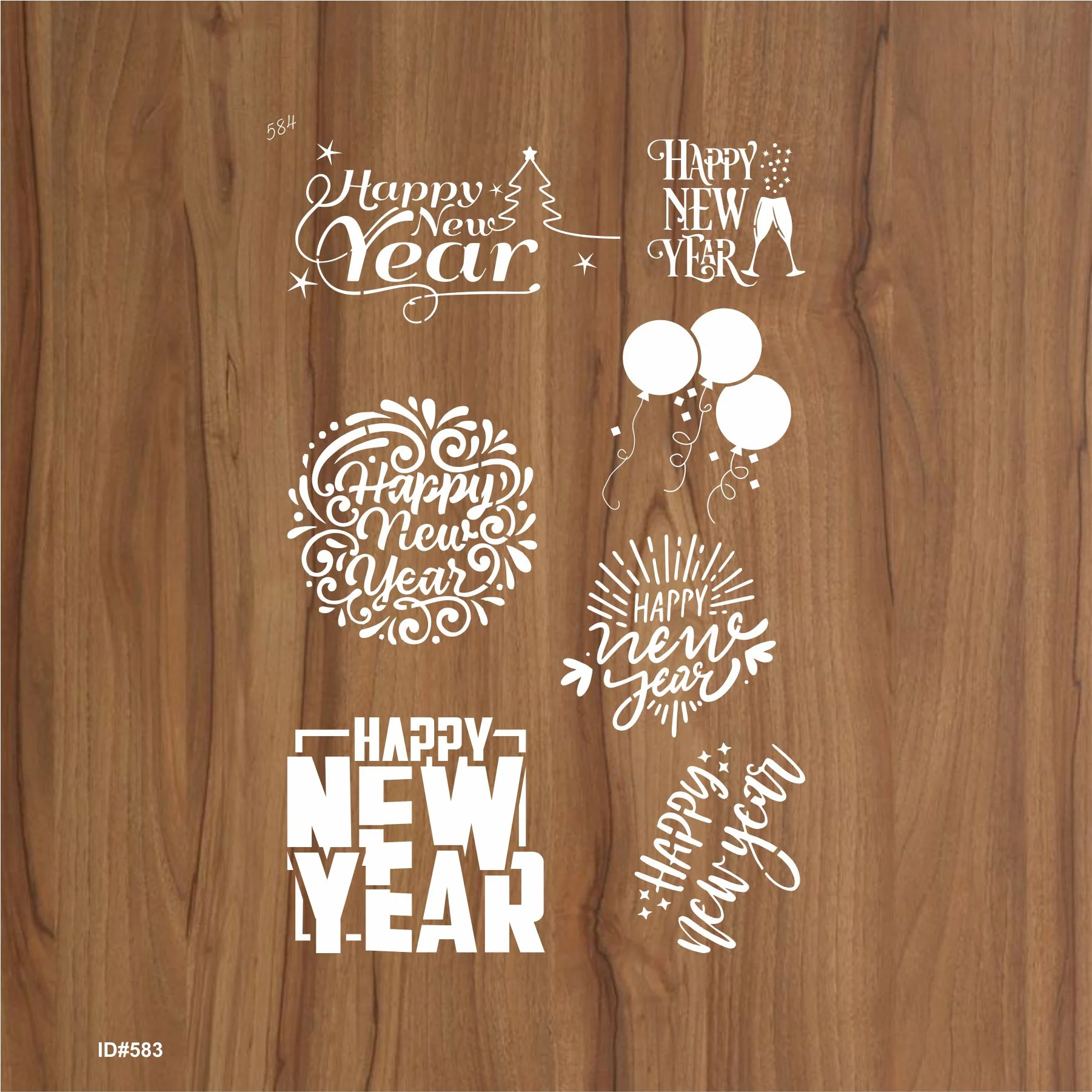 Happy New Year Stencil - Reusable Stencils for Painting - Create DIY Happy New Year Stars Decorative Paper Card Template. ID #584 - Image 3
