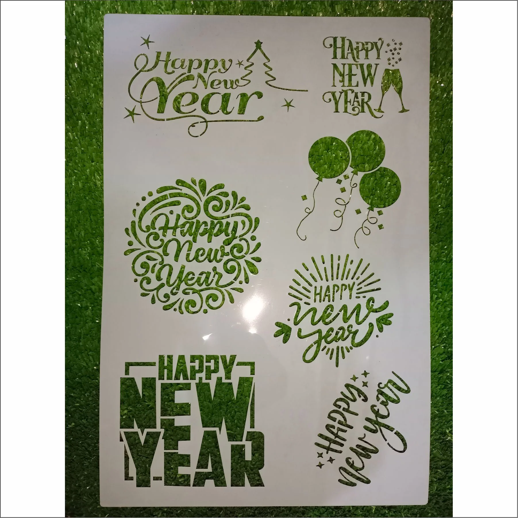 Happy New Year Stencil - Reusable Stencils for Painting - Create DIY Happy New Year Stars Decorative Paper Card Template. ID #584 - Image 7