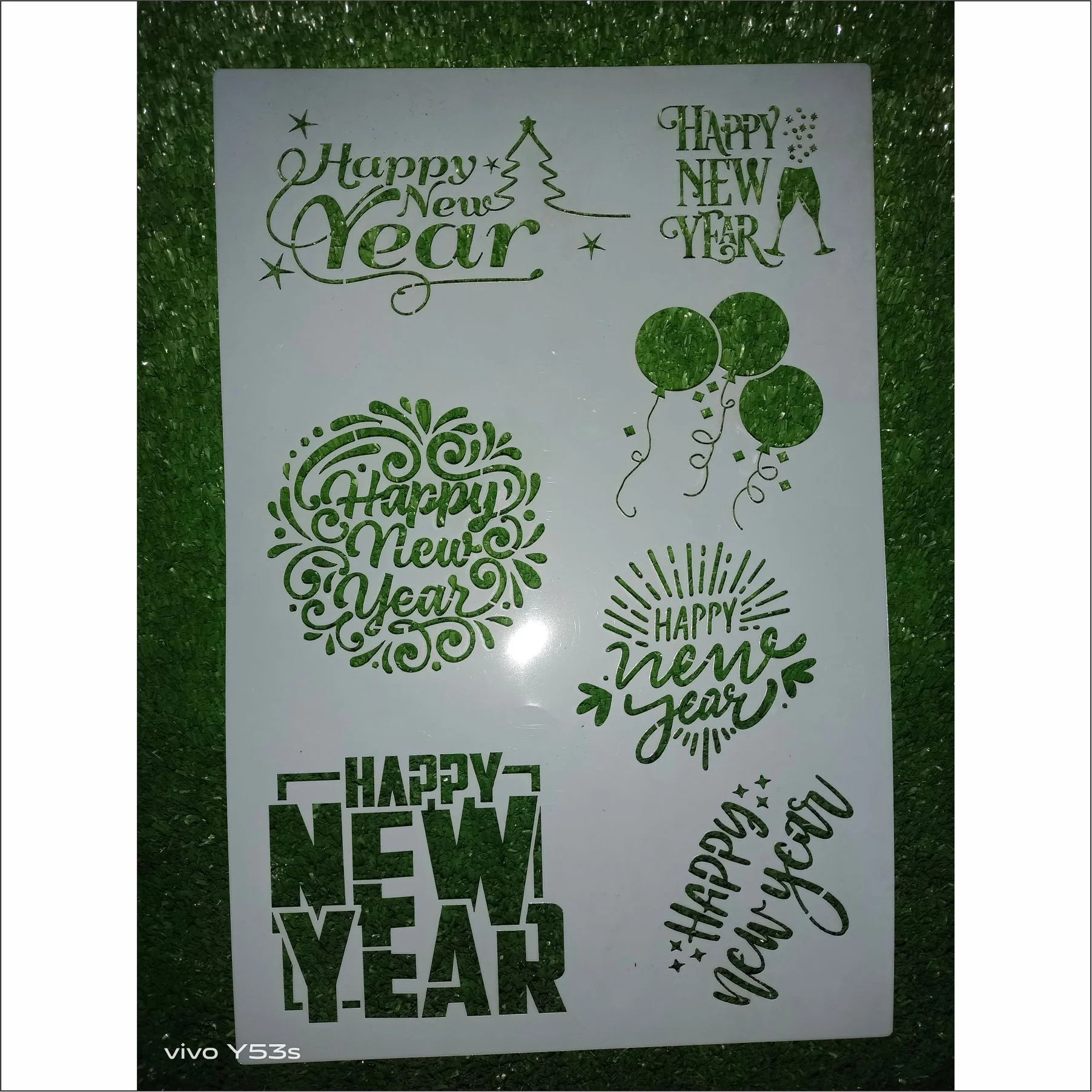 Happy New Year Stencil - Reusable Stencils for Painting - Create DIY Happy New Year Stars Decorative Paper Card Template. ID #584 - Image 8
