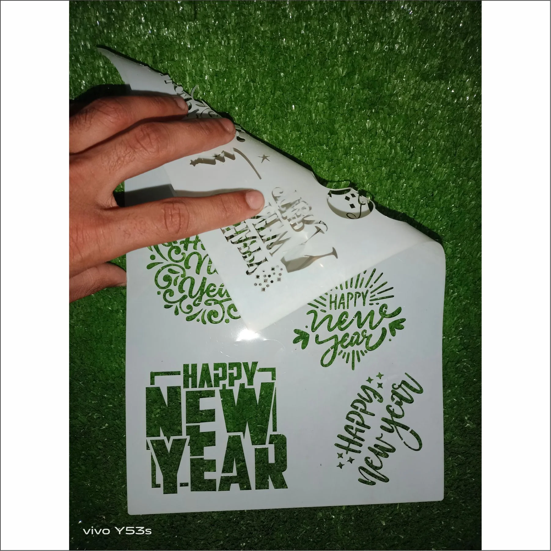Happy New Year Stencil - Reusable Stencils for Painting - Create DIY Happy New Year Stars Decorative Paper Card Template. ID #584 - Image 9