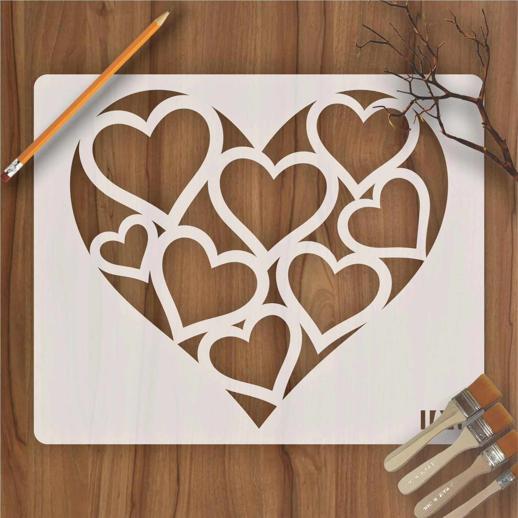 Heart Shape Reusable sheets Reusable Stencil for Canvas and wall painting.ID#41