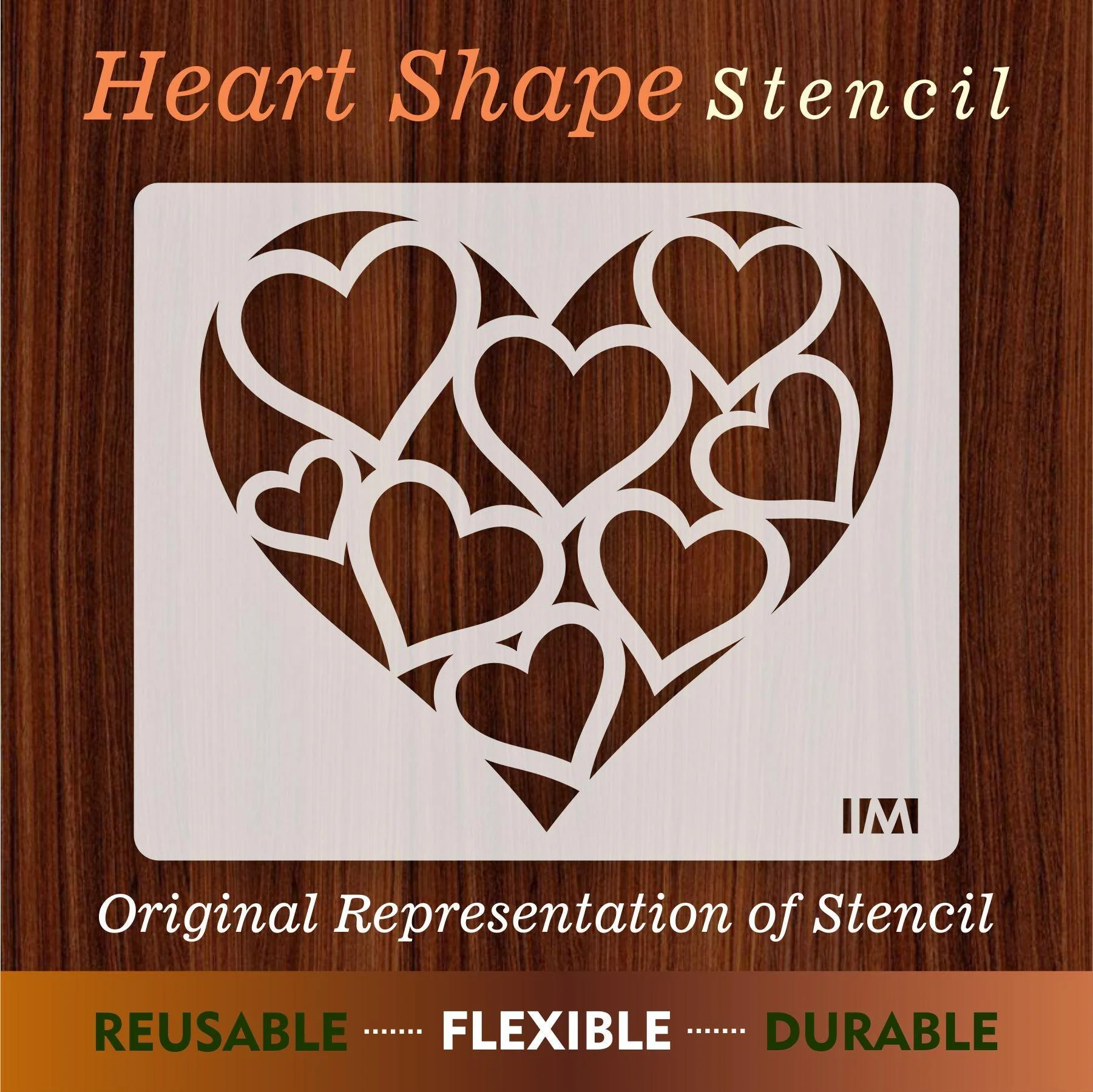 Heart Shape Reusable sheets Reusable Stencil for Canvas and wall painting.ID#41 - Image 2