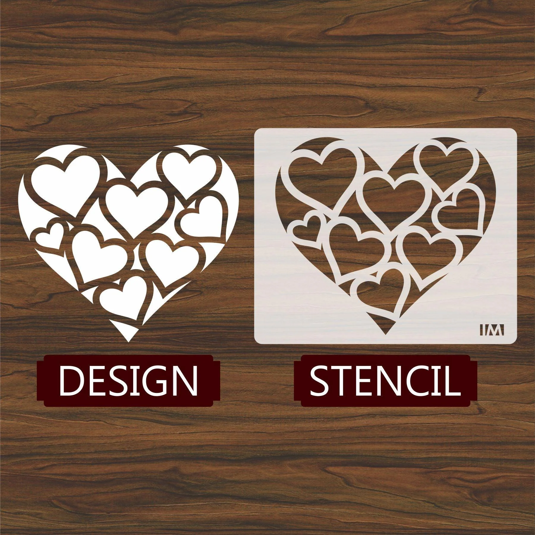 Heart Shape Reusable sheets Reusable Stencil for Canvas and wall painting.ID#41 - Image 4