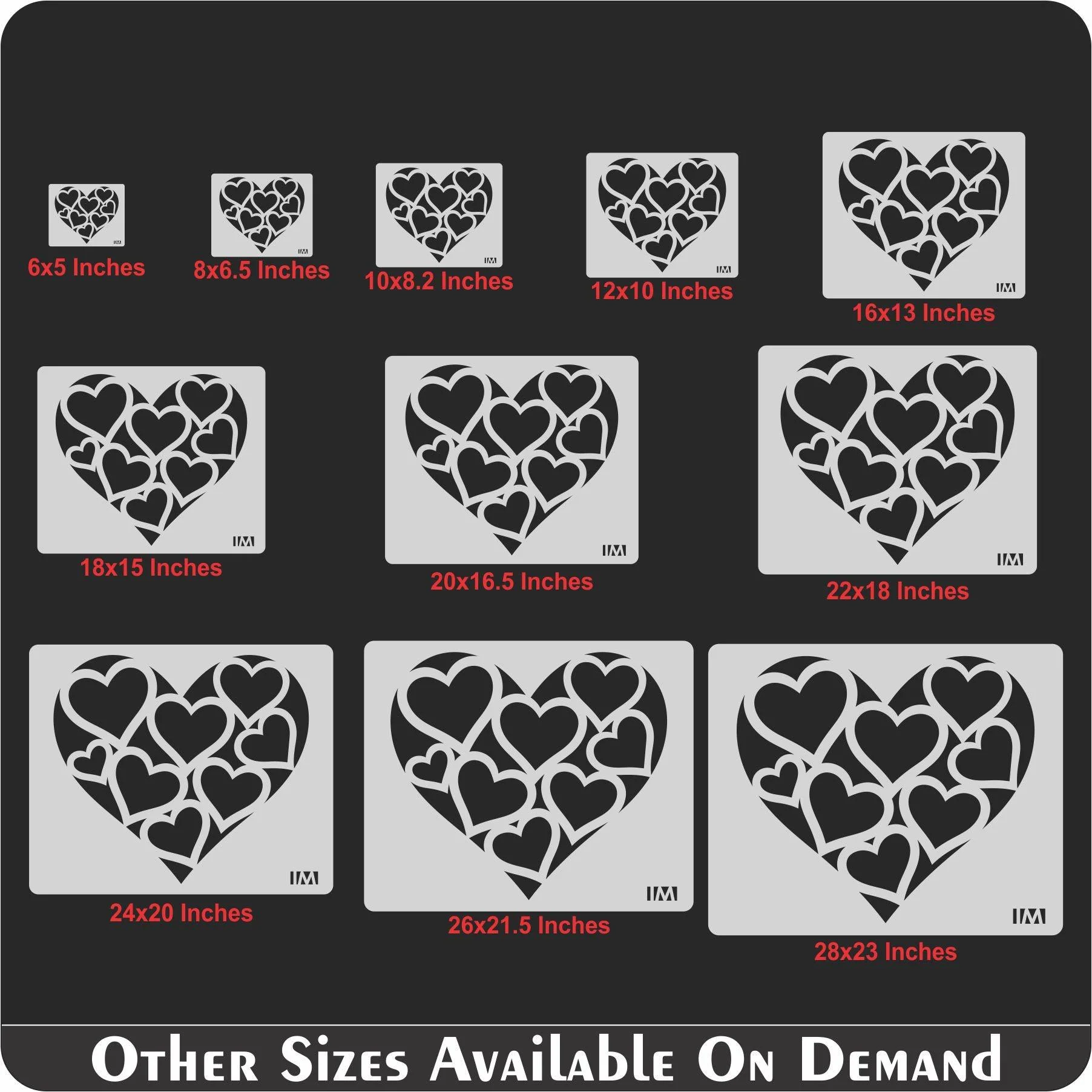 Heart Shape Reusable sheets Reusable Stencil for Canvas and wall painting.ID#41 - Image 5