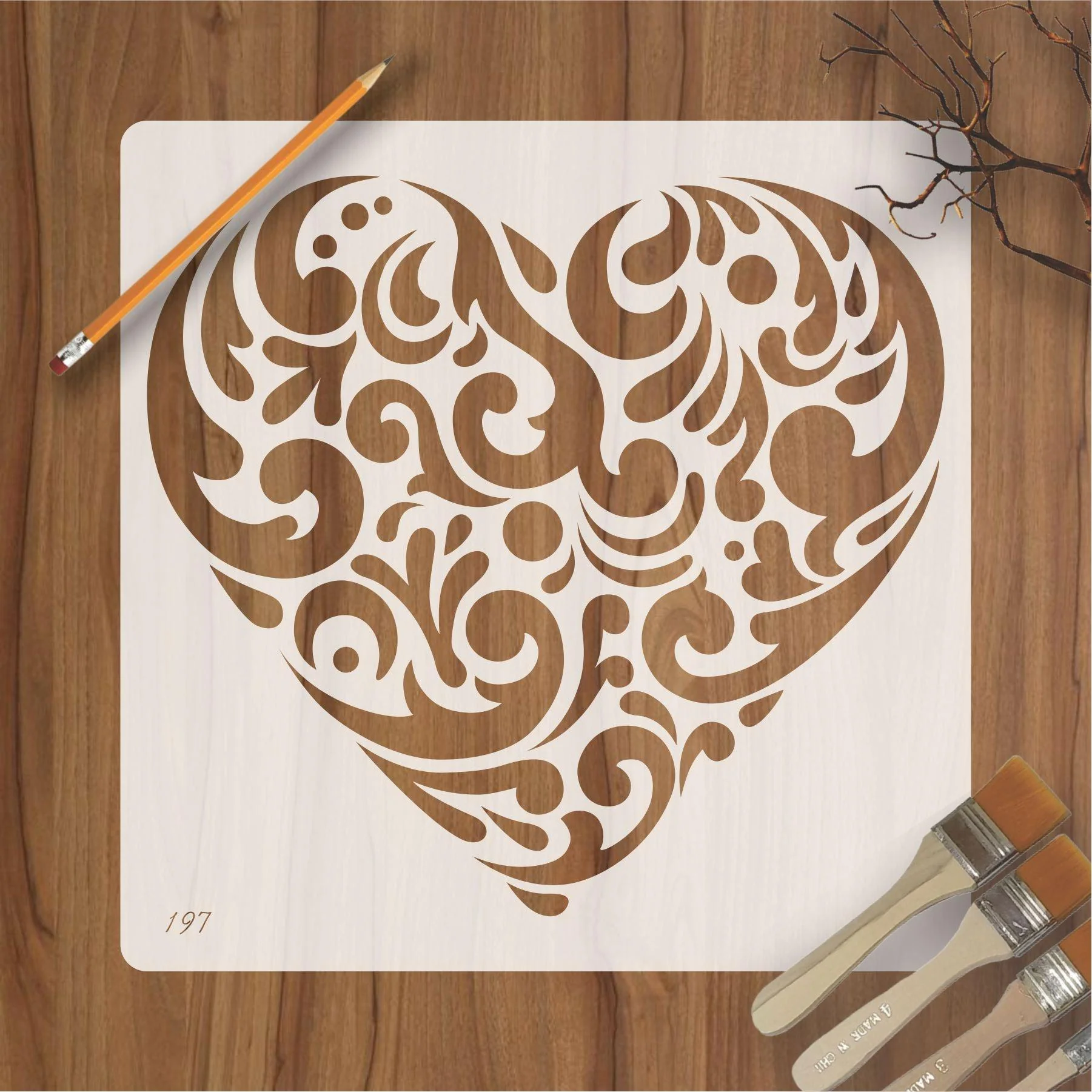 Heart Shape Reusable Stencil For Canvas And Wall Painting.ID#198
