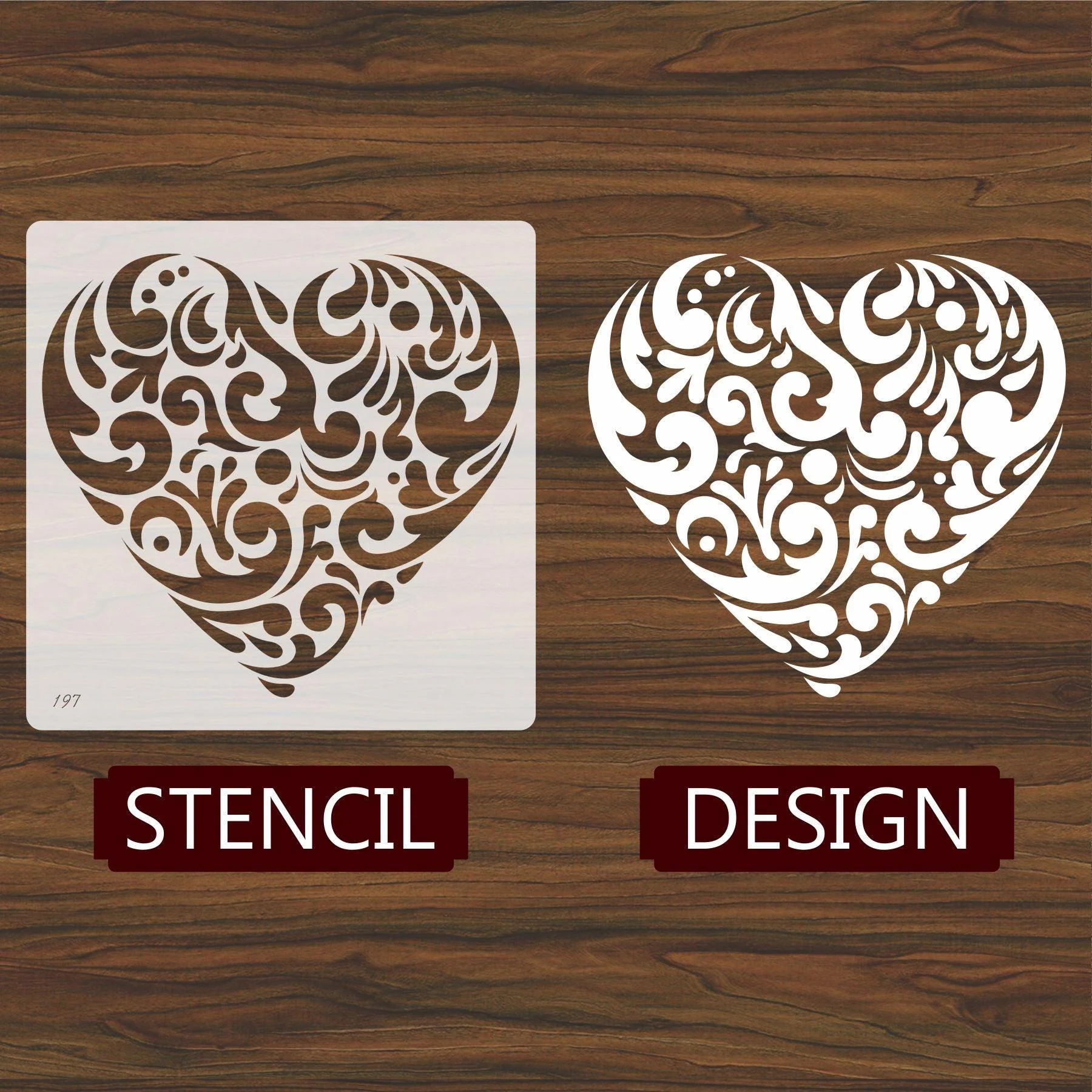 Heart Shape Reusable Stencil For Canvas And Wall Painting.ID#198 - Image 4