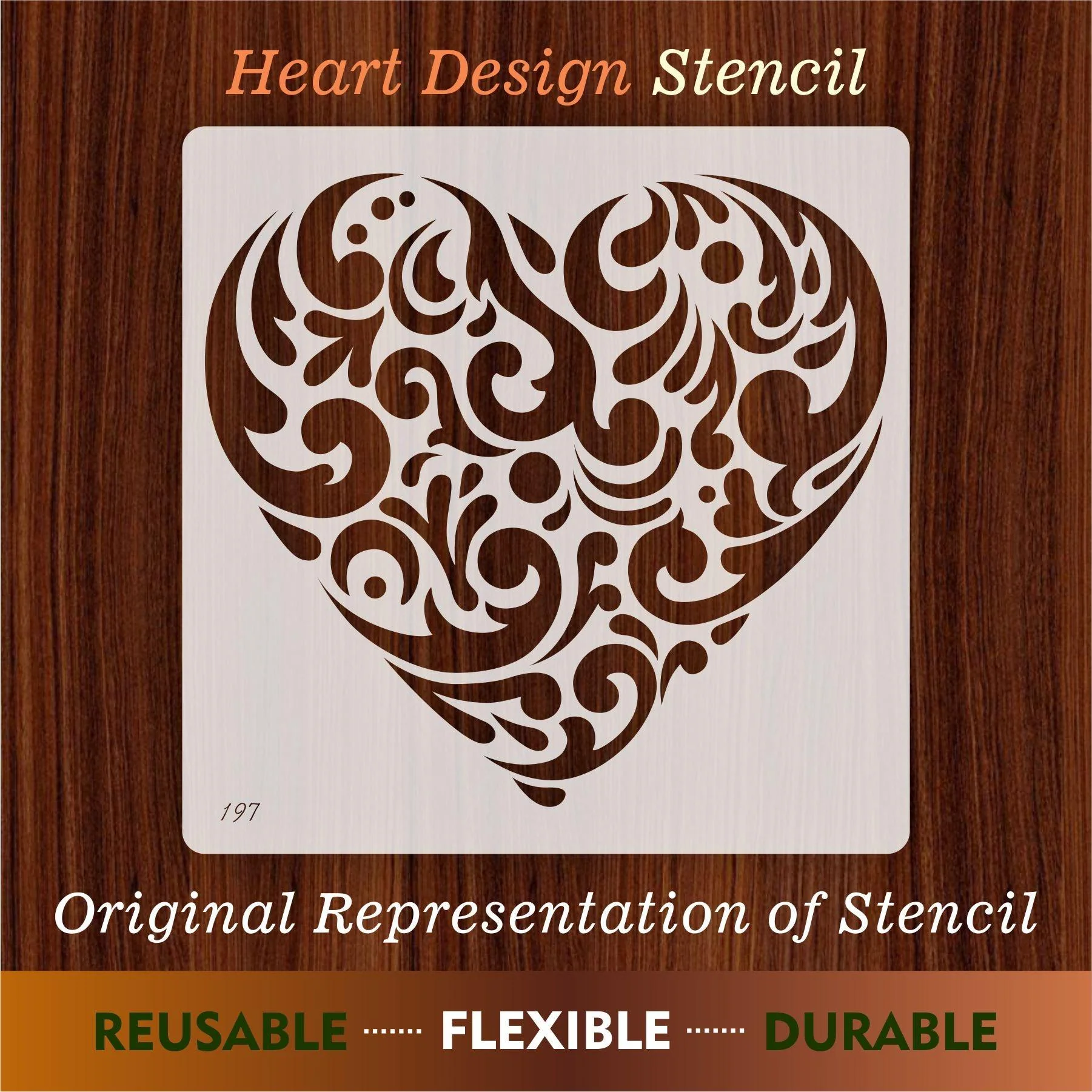 Heart Shape Reusable Stencil For Canvas And Wall Painting.ID#198 - Image 7