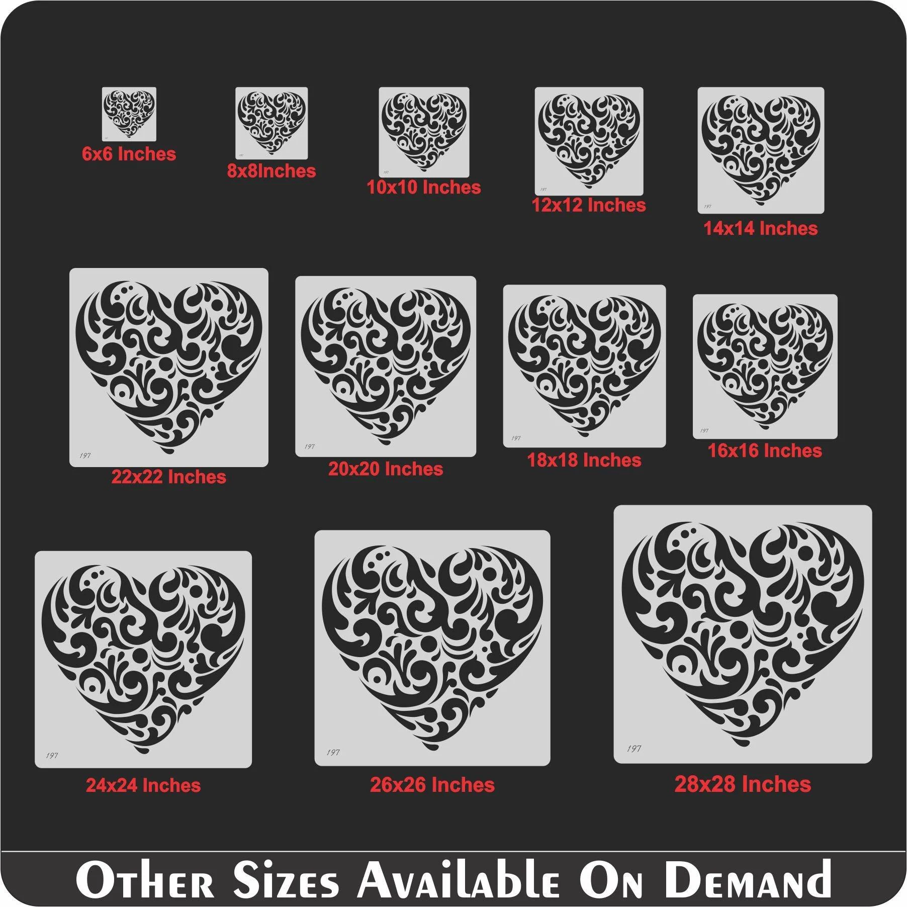 Heart Shape Reusable Stencil For Canvas And Wall Painting.ID#198 - Image 8
