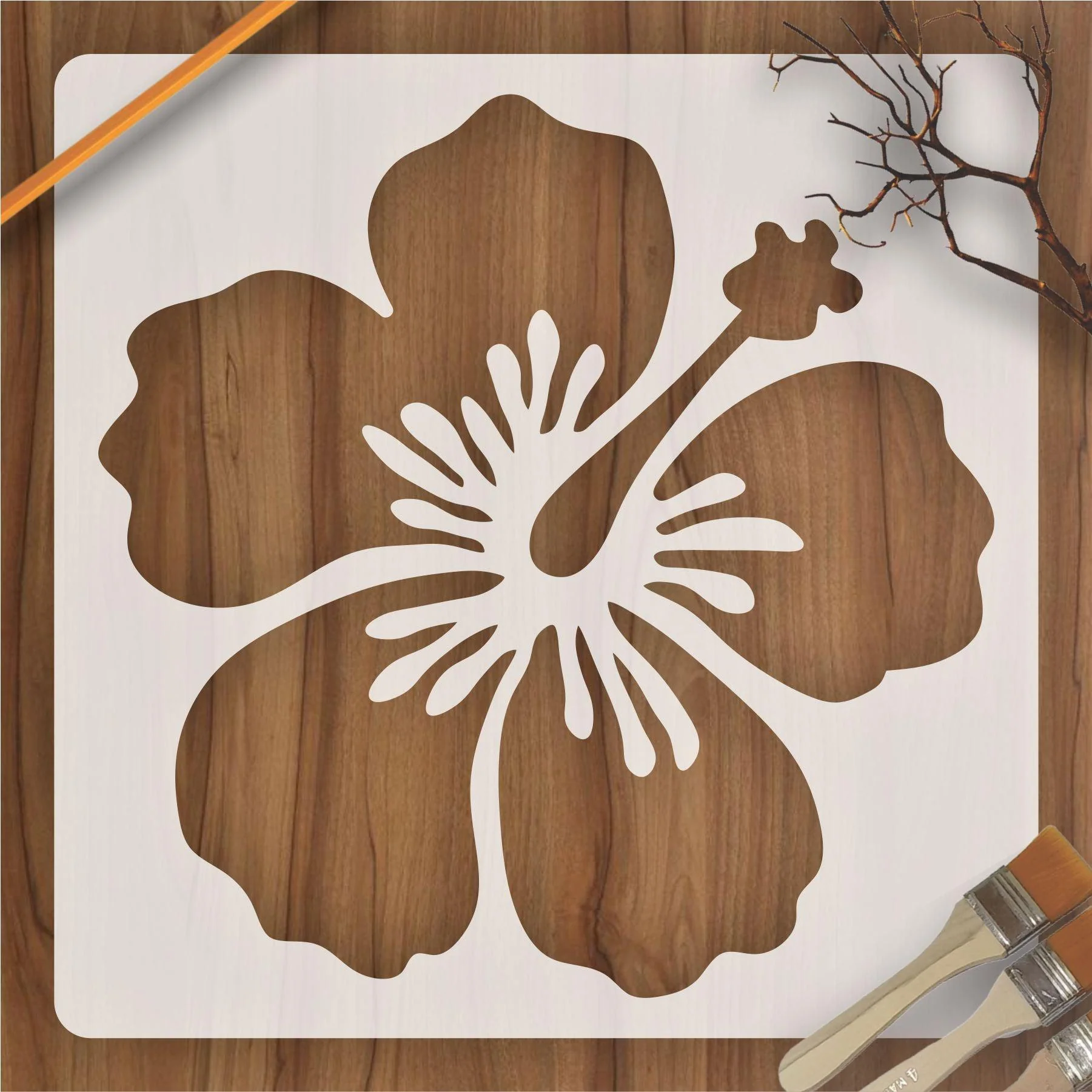 Hibiscus Flower Reusable Stencil for Canvas and wall painting.ID#32-2