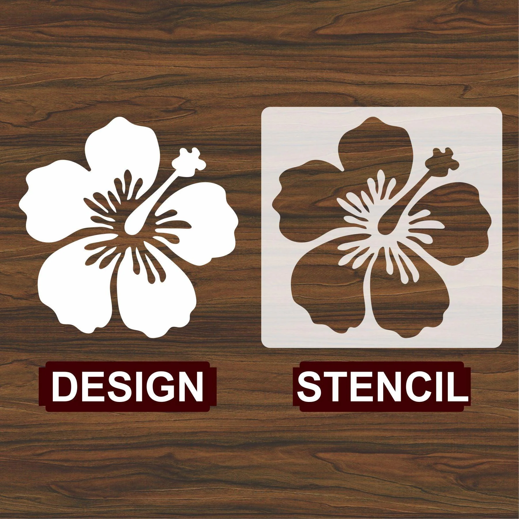 Hibiscus Flower Reusable Stencil for Canvas and wall painting.ID#32-2 - Image 2