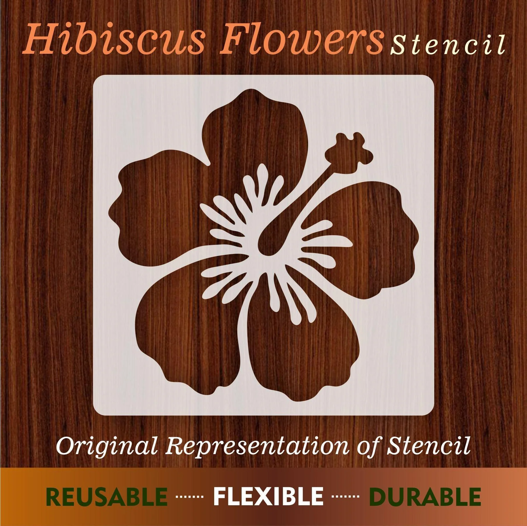 Hibiscus Flower Reusable Stencil for Canvas and wall painting.ID#32-2 - Image 3