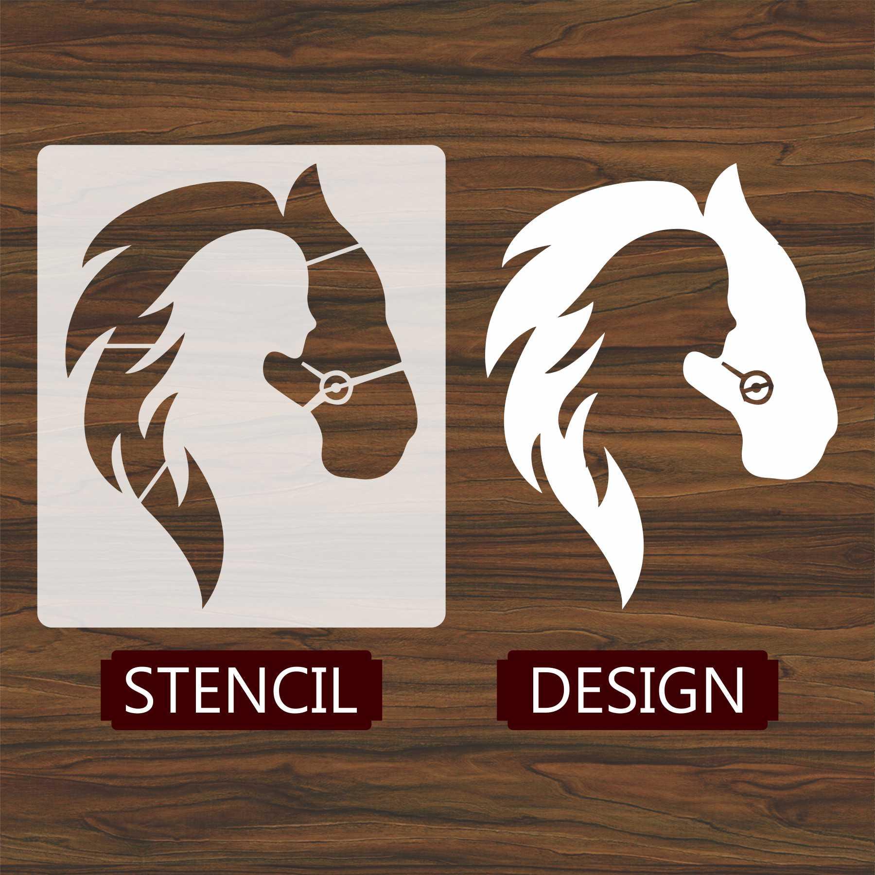 Horse & Girl Reusable Stencil for Canvas and wall painting.ID# 439 - Image 3