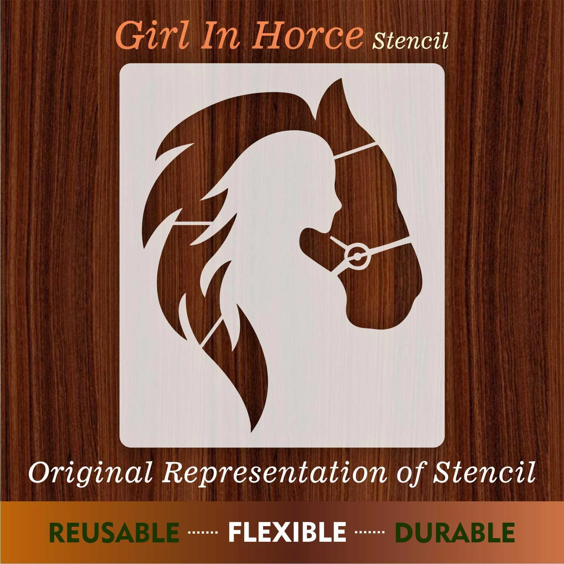 Horse & Girl Reusable Stencil for Canvas and wall painting.ID# 439 - Image 7