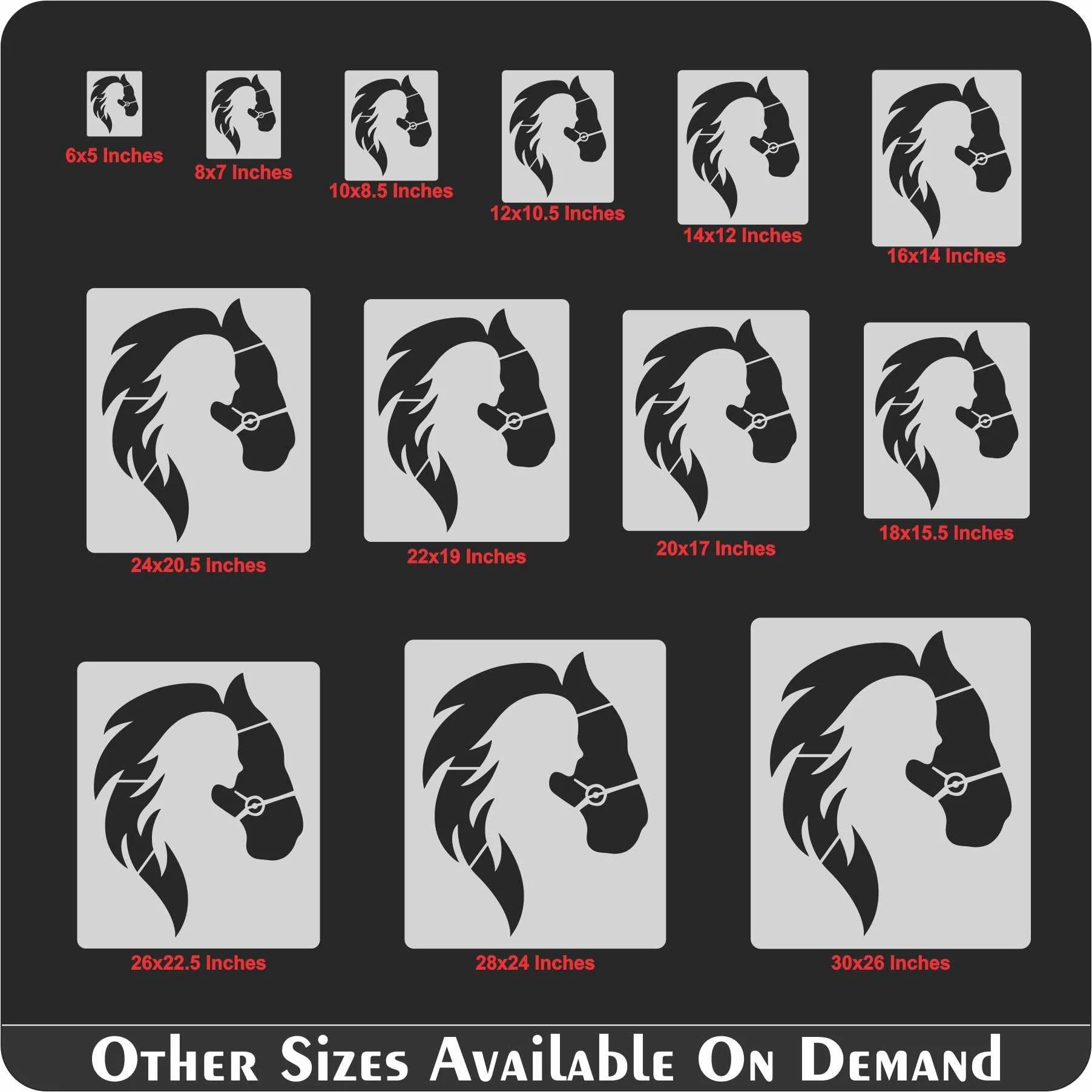 Horse & Girl Reusable Stencil for Canvas and wall painting.ID# 439 - Image 8