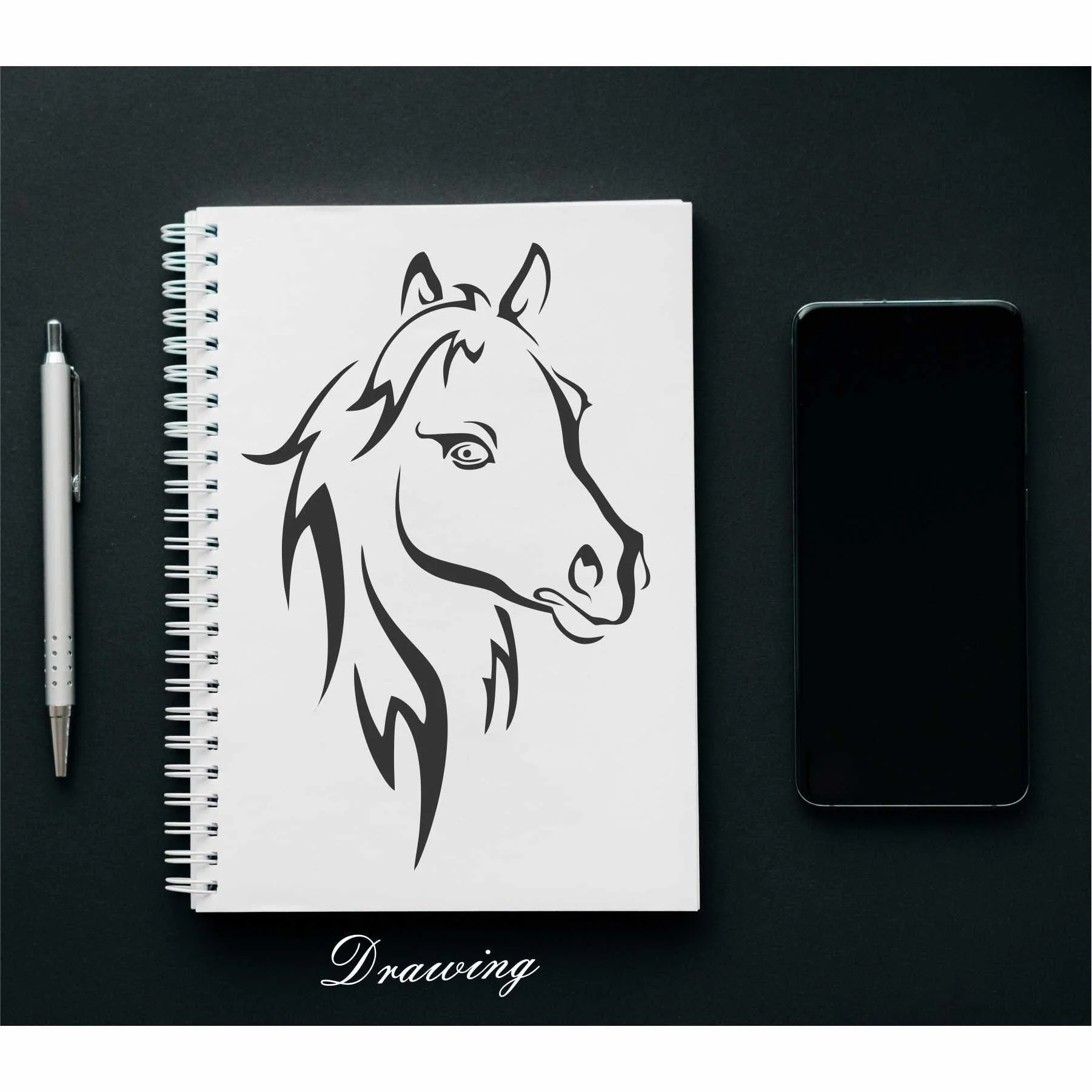 Horse Head Reusable Stencil for Canvas and wall painting.ID# 432 - Image 5