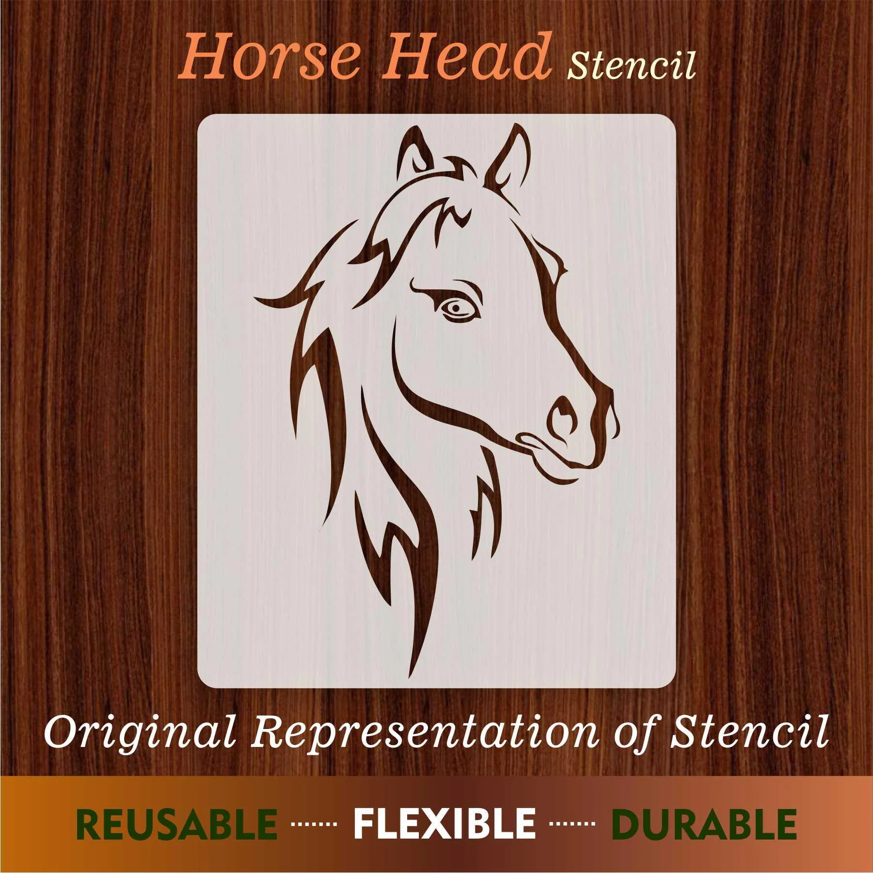 Horse Head Reusable Stencil for Canvas and wall painting.ID# 432 - Image 7