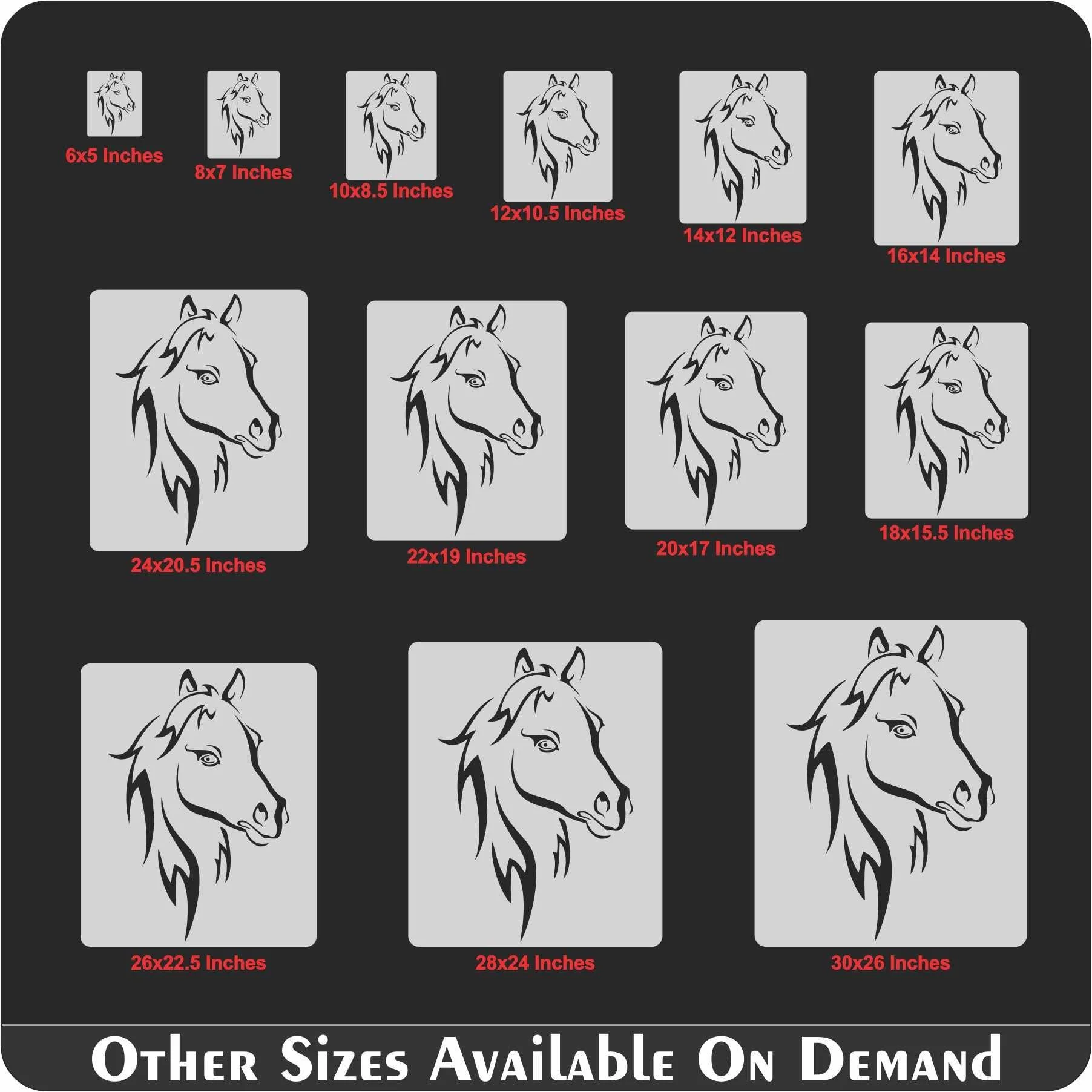 Horse Head Reusable Stencil for Canvas and wall painting.ID# 432 - Image 8