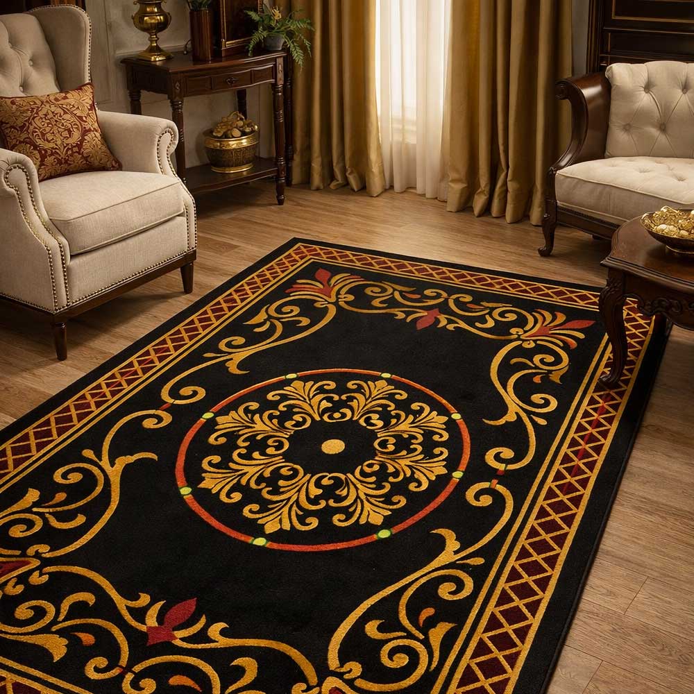 Imperial Court Filigree Rug Stencil for Floor, Wall & Furniture Art – Ornamental Carpet Pattern Design – ID# 754 - Image 2