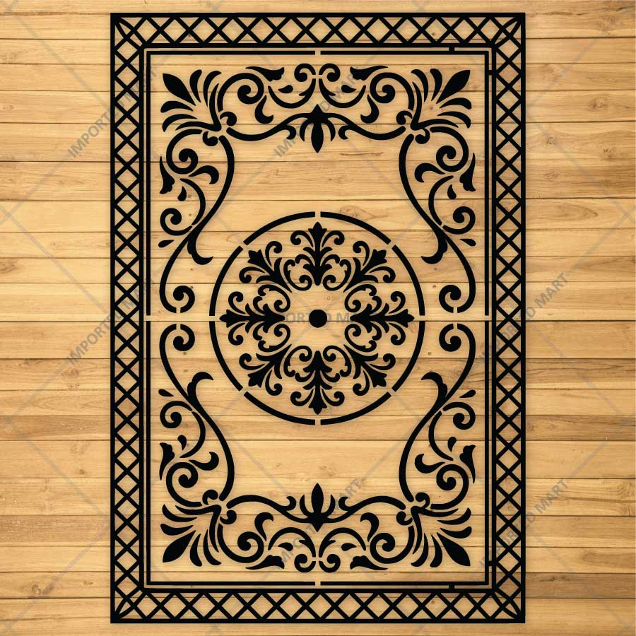 Imperial Court Filigree Rug Stencil for Floor, Wall & Furniture Art – Ornamental Carpet Pattern Design – ID# 754 - Image 4