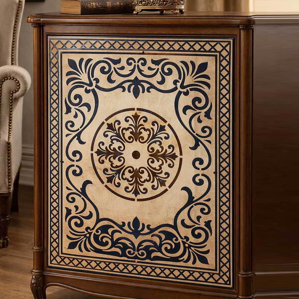 Imperial Court Filigree Rug Stencil for Floor, Wall & Furniture Art – Ornamental Carpet Pattern Design – ID# 754 - Image 7