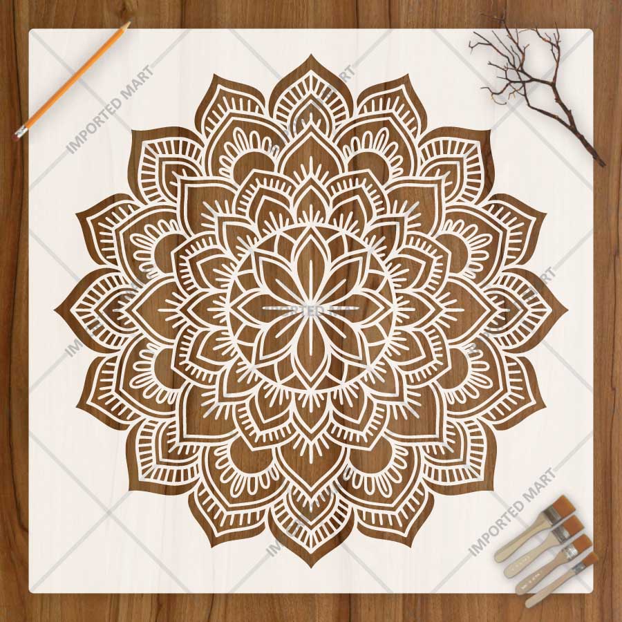Imperial Floral Mandala Stencil for Wall, Floor & Furniture Art – Decorative Round Mandala Design – ID# 761