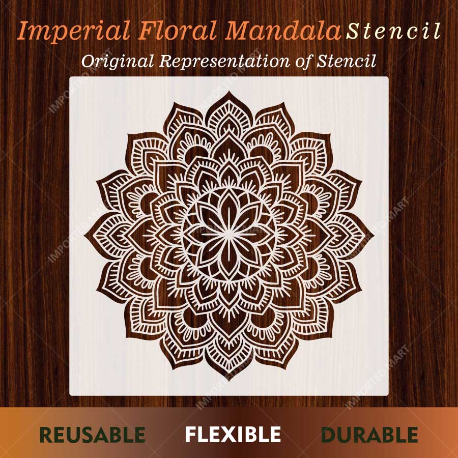 Imperial Floral Mandala Stencil for Wall, Floor & Furniture Art – Decorative Round Mandala Design – ID# 761 - Image 2