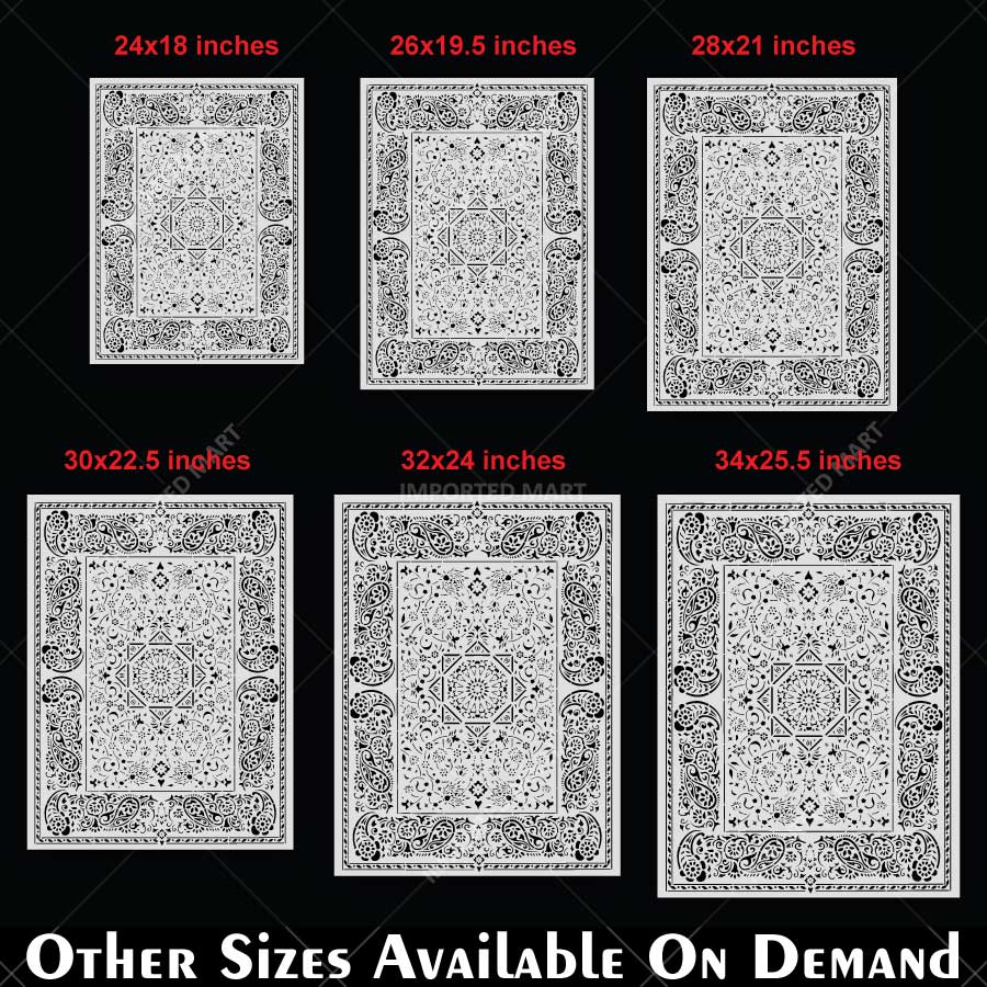 Imperial Palace Carpet Stencil for Wall, Floor & Furniture Decor – Royal Mughal Geometric Pattern – ID# 740 - Image 6
