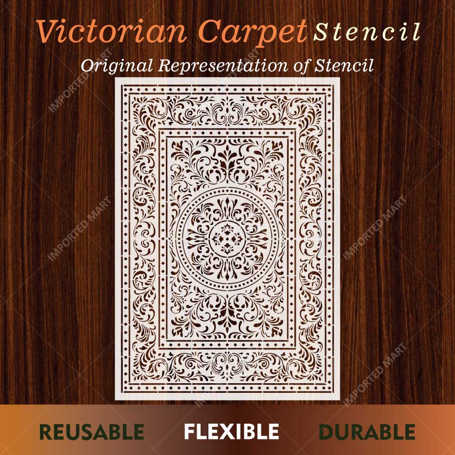 Imperial Palace Carpet Stencil for Wall, Floor & Furniture Decor – Royal Mughal Ornamental Pattern – ID# 741 - Image 4